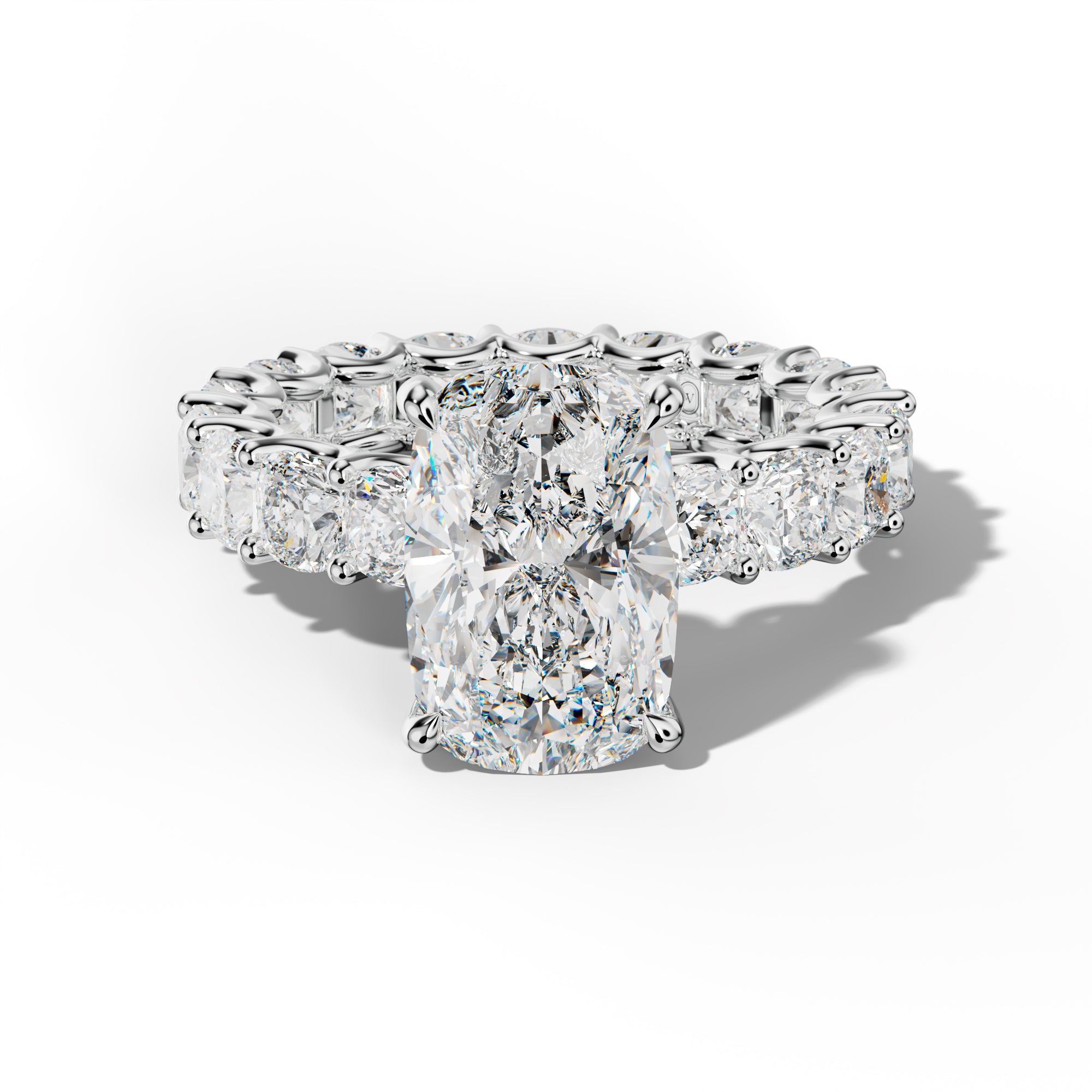 Karla Elongated Cushion Diamond Engagement Ring With Cushion Side Stones