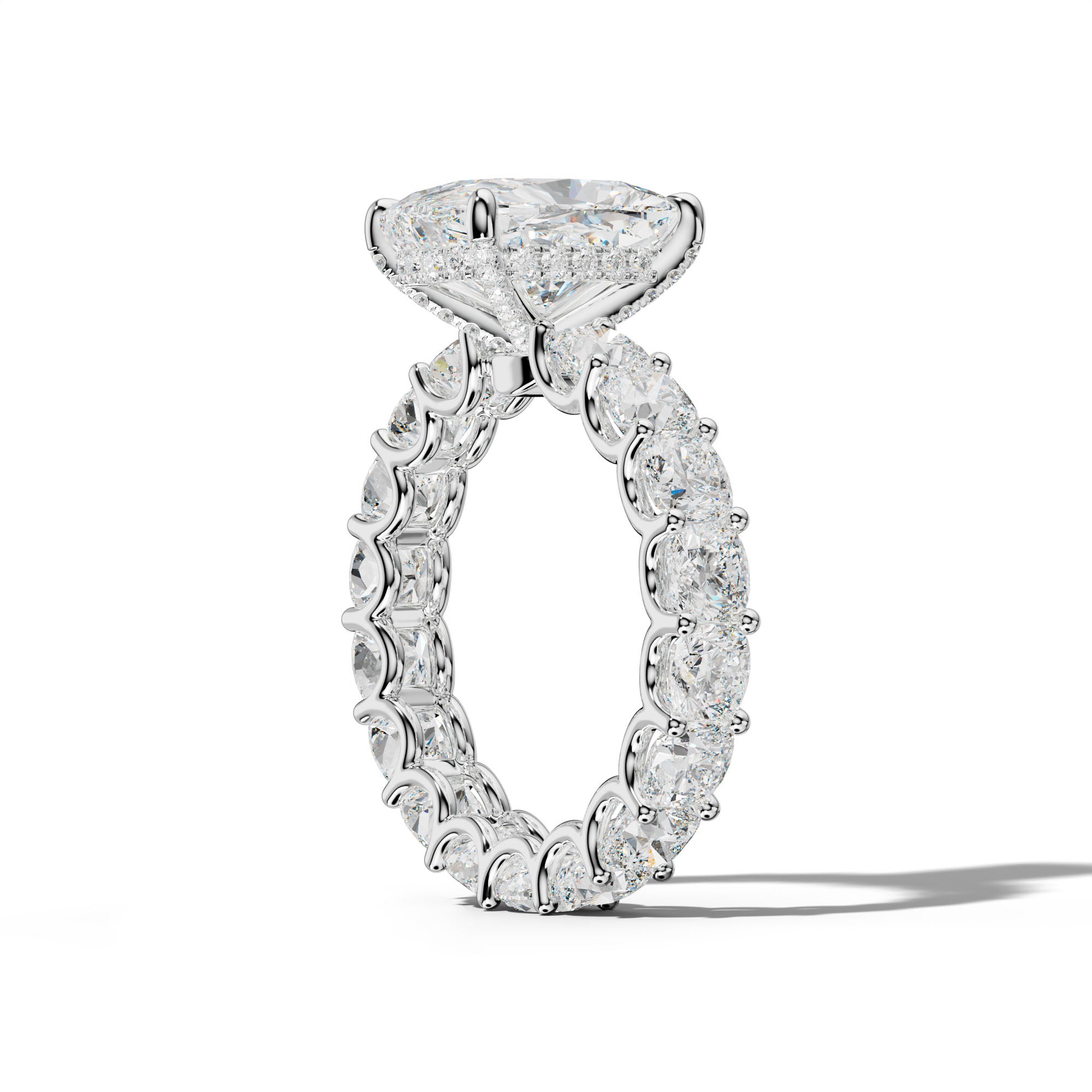 Karla Elongated Cushion Diamond Engagement Ring With Cushion Side Stones
