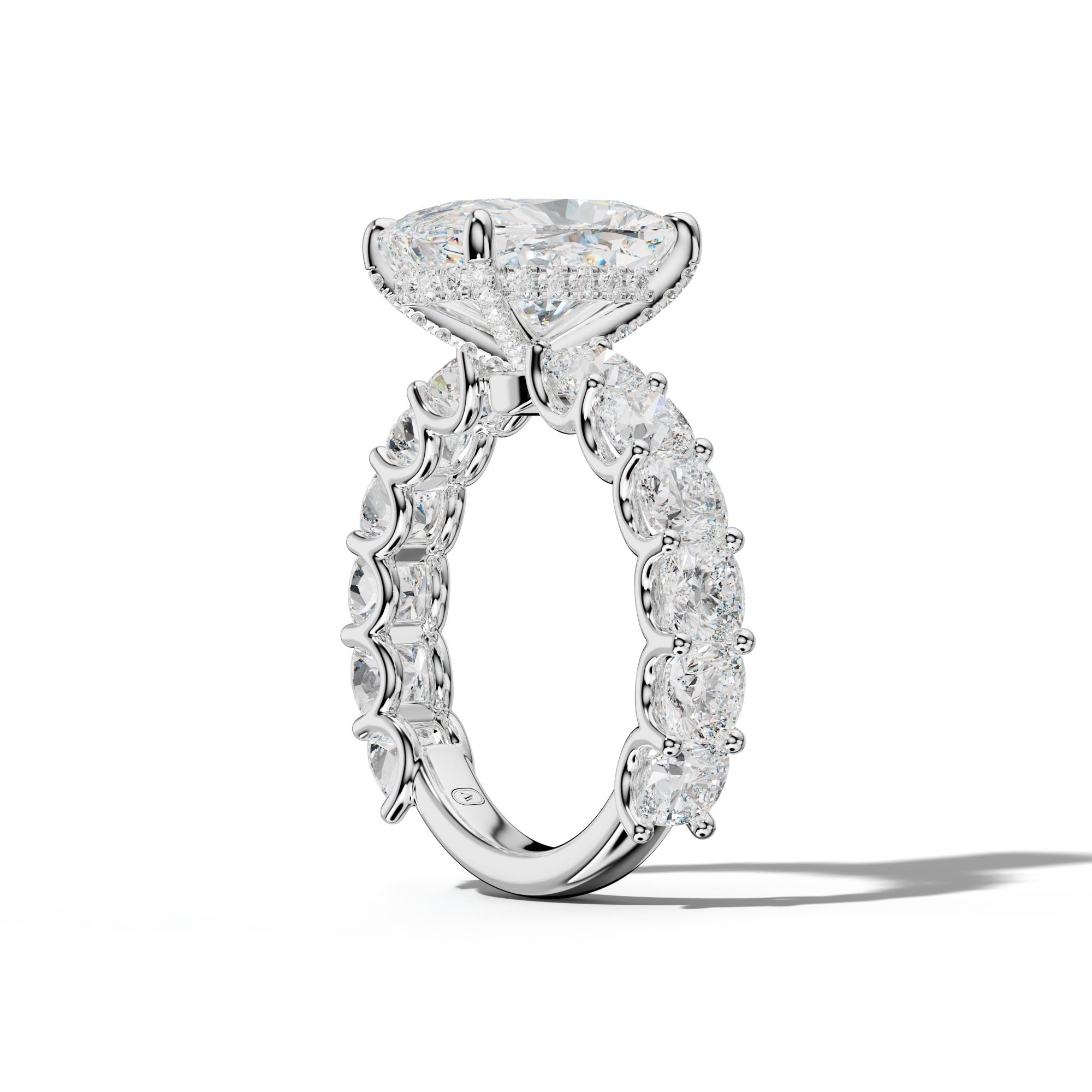 Daniela Elongated Cushion Diamond Engagement Ring With Cushion Side Stones