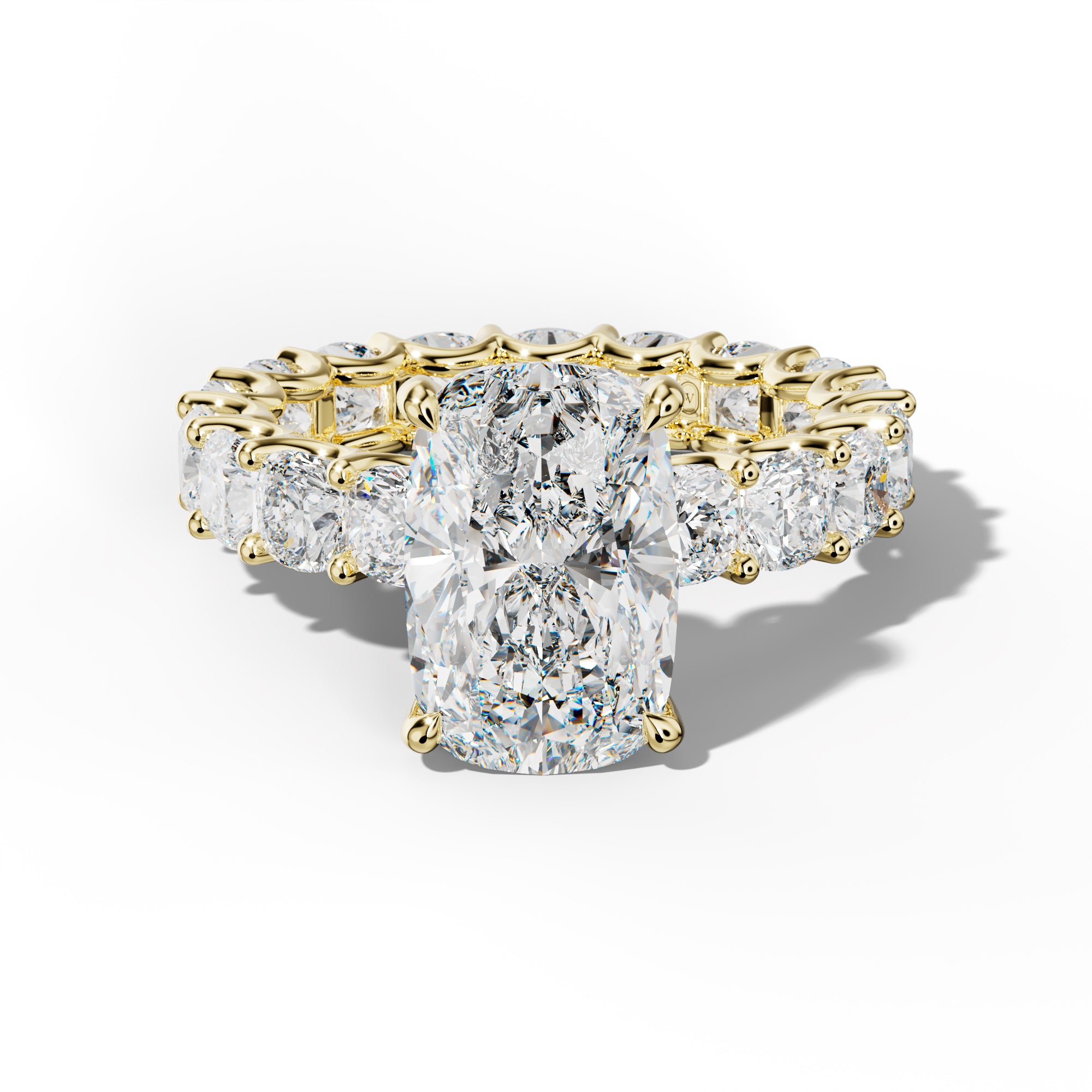 Karla Elongated Cushion Diamond Engagement Ring With Cushion Side Stones