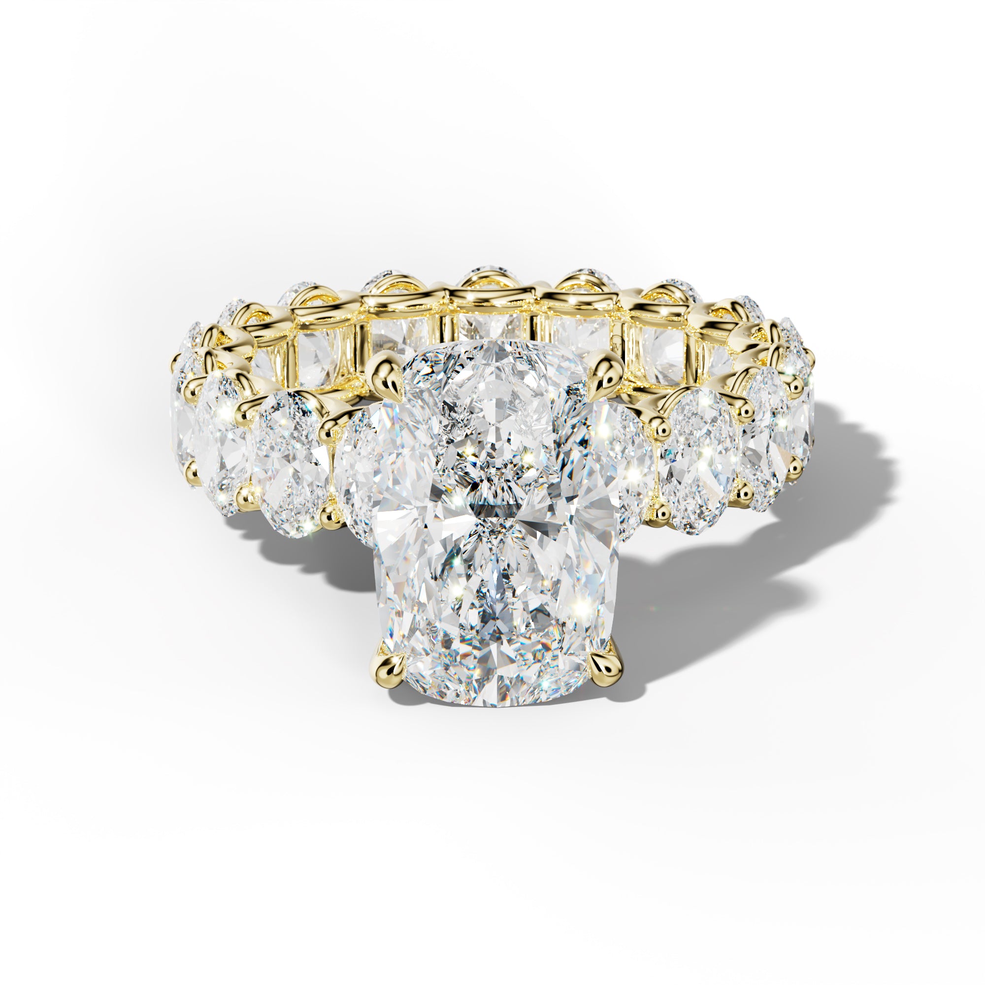 Helena Elongated Cushion Diamond Engagement Ring With Oval Side Stones