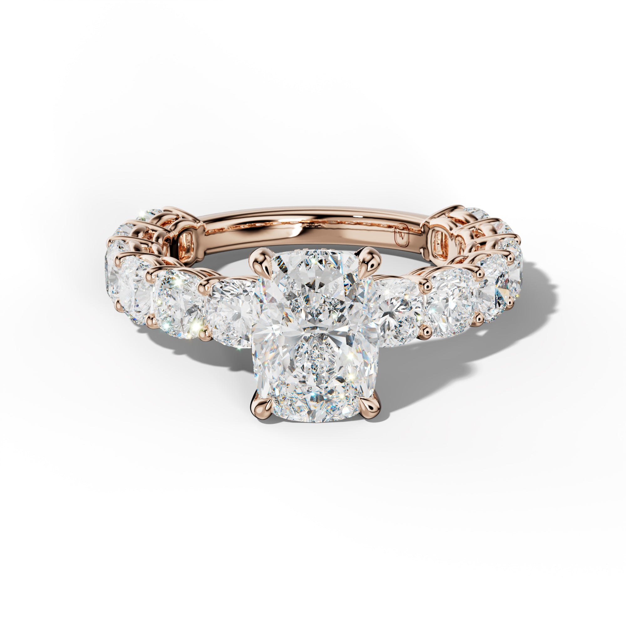 Bailey Elongated Cushion Diamond Engagement Ring With Cushion Side Stones