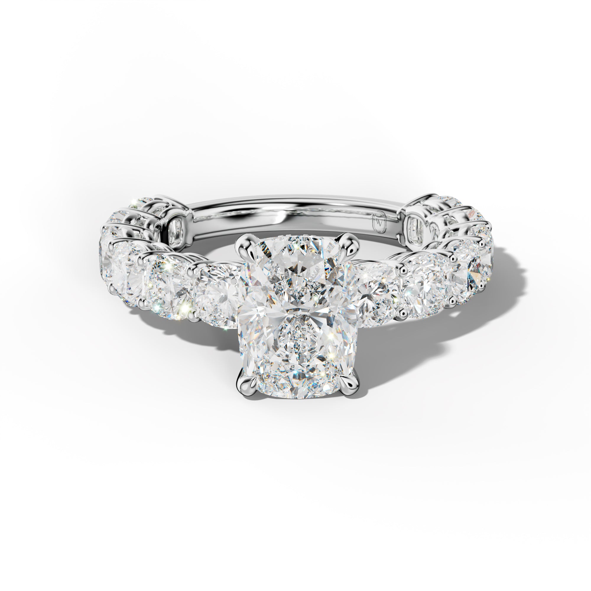 Bailey Elongated Cushion Diamond Engagement Ring With Cushion Side Stones