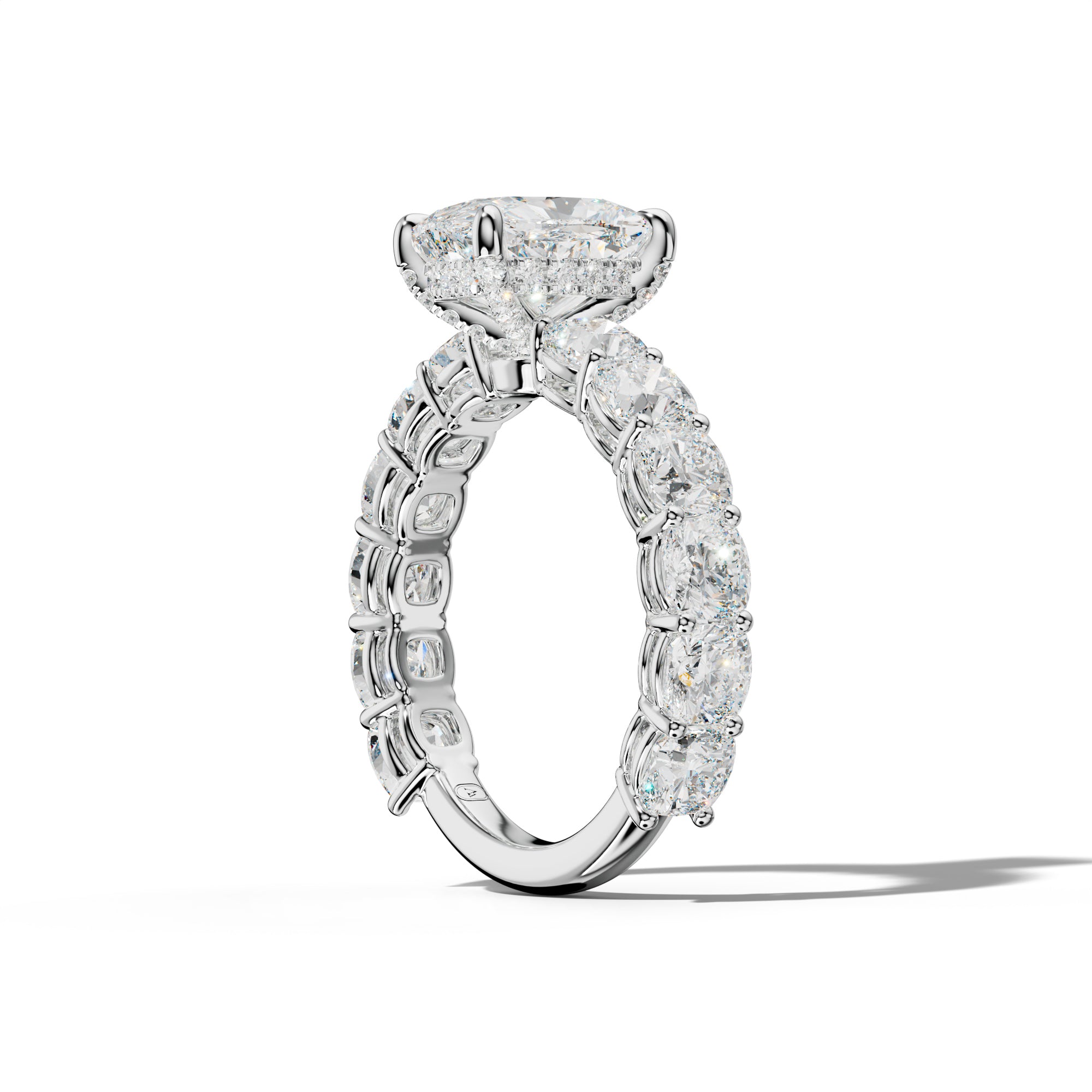 Bailey Elongated Cushion Diamond Engagement Ring With Cushion Side Stones