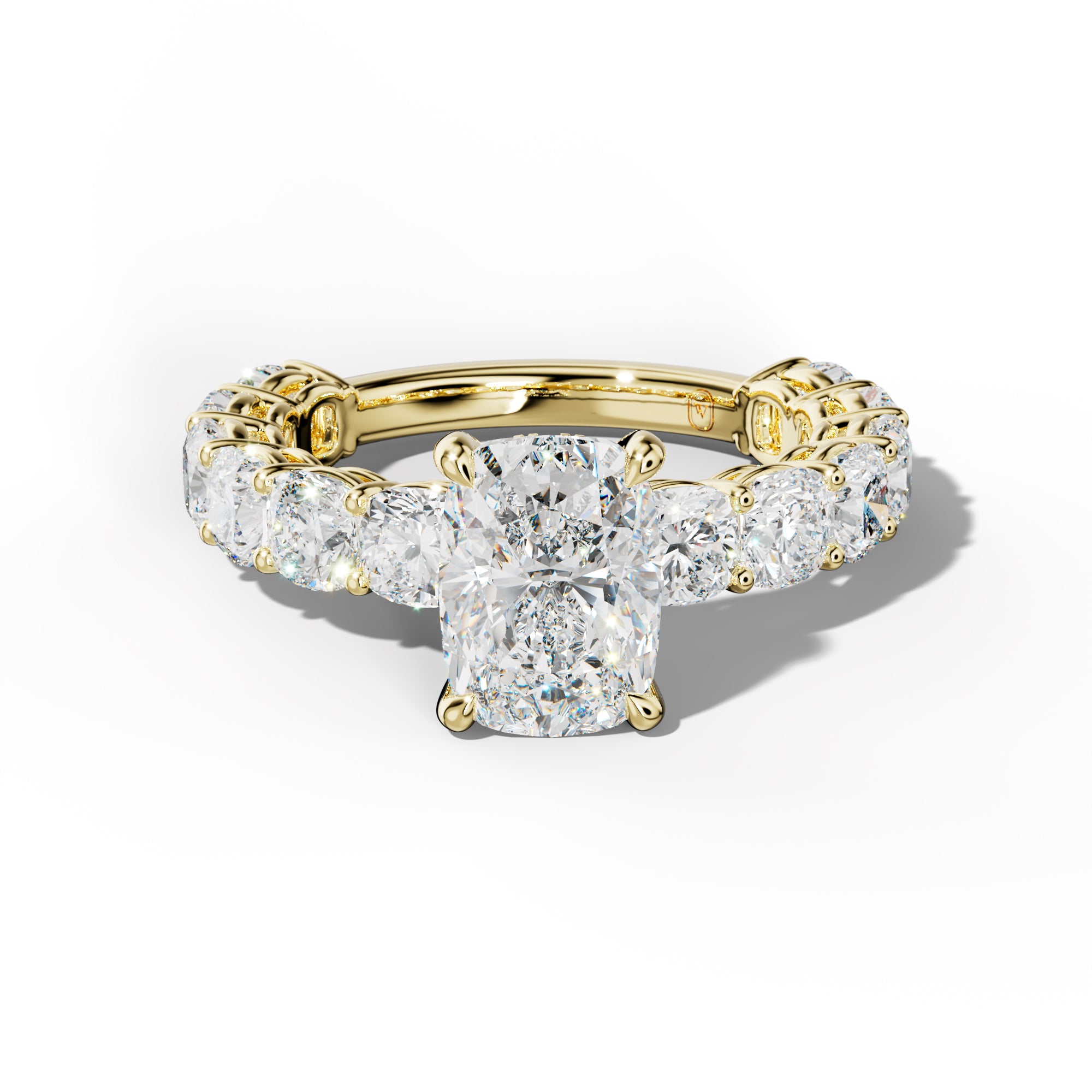 Bailey Elongated Cushion Diamond Engagement Ring With Cushion Side Stones