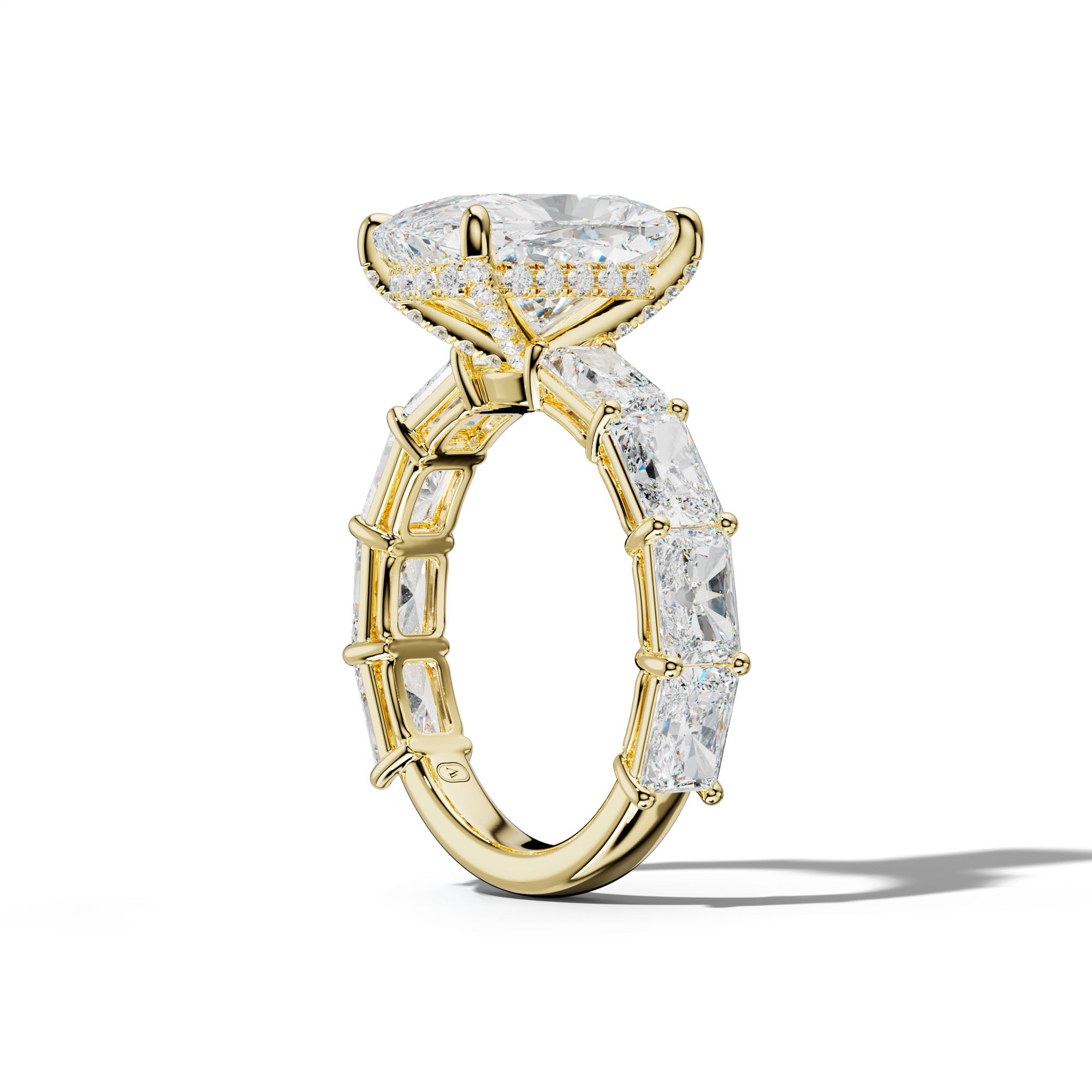 Raelynn Elongated Cushion Diamond Engagement Ring With East West Radiant Side Stones
