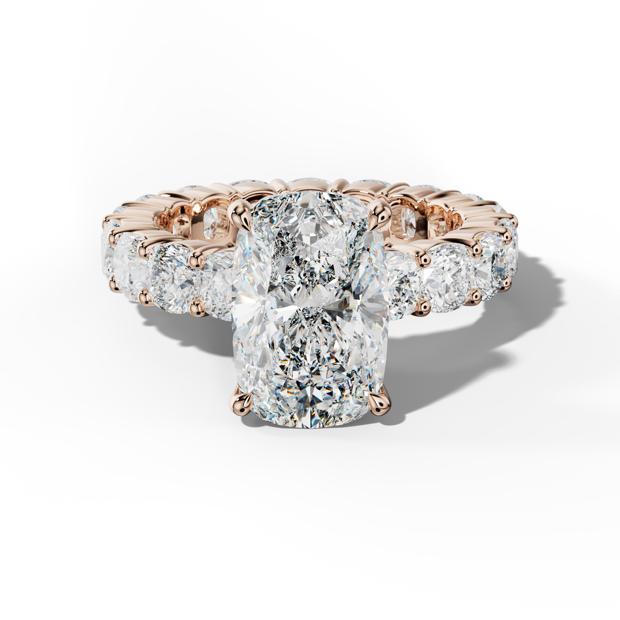 Teagan Elongated Cushion Diamond Engagement Ring With Cushion Side Stones