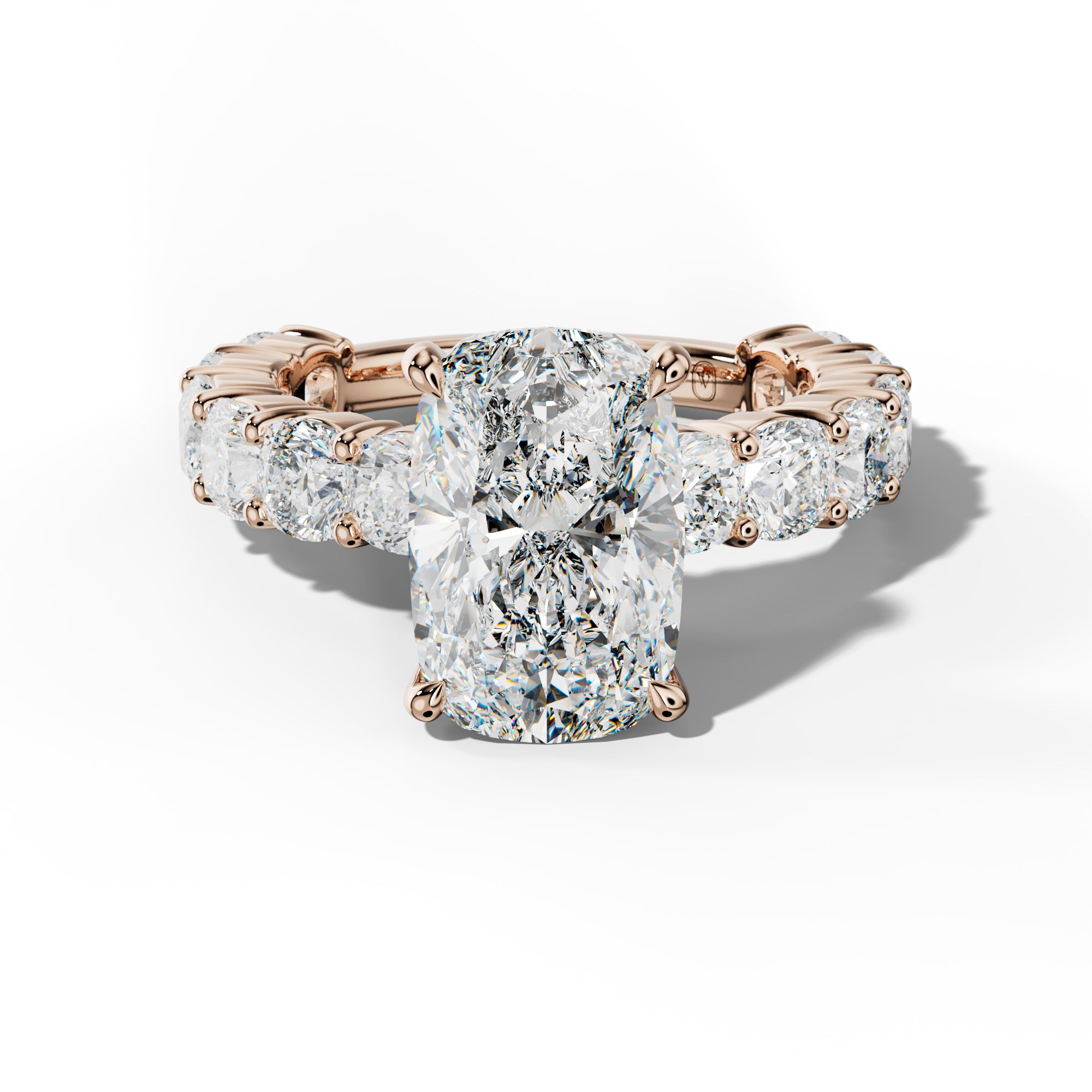 Scottie Elongated Cushion Diamond Engagement Ring With Cushion Side Stones