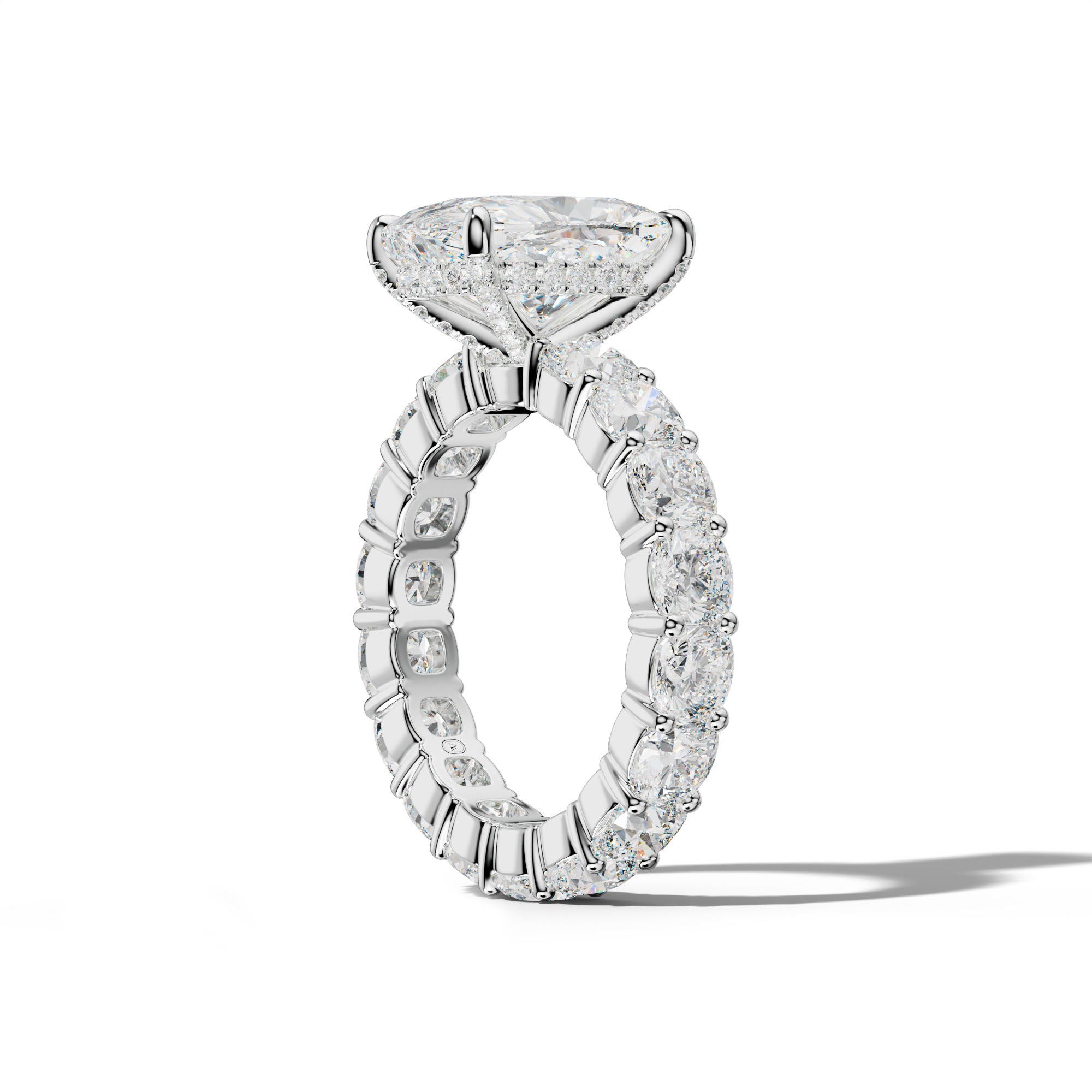 Teagan Elongated Cushion Diamond Engagement Ring With Cushion Side Stones
