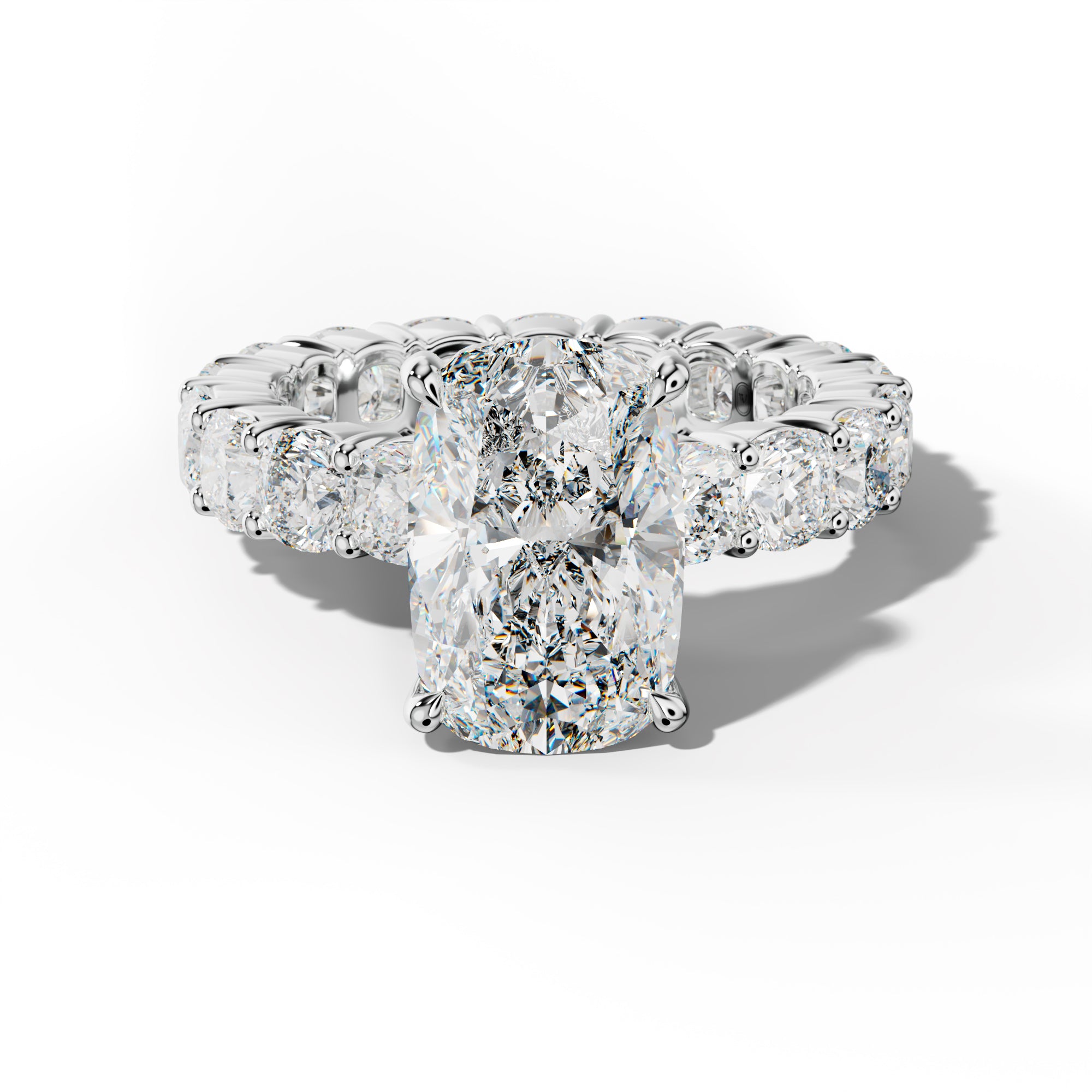 Teagan Elongated Cushion Diamond Engagement Ring With Cushion Side Stones