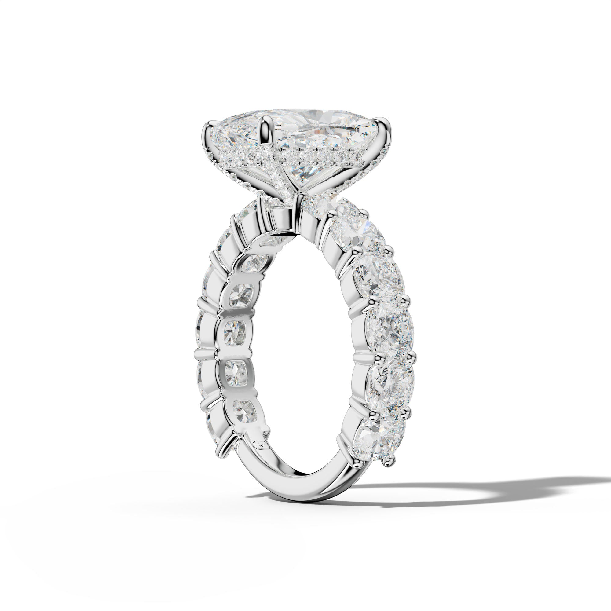 Scottie Elongated Cushion Diamond Engagement Ring With Cushion Side Stones