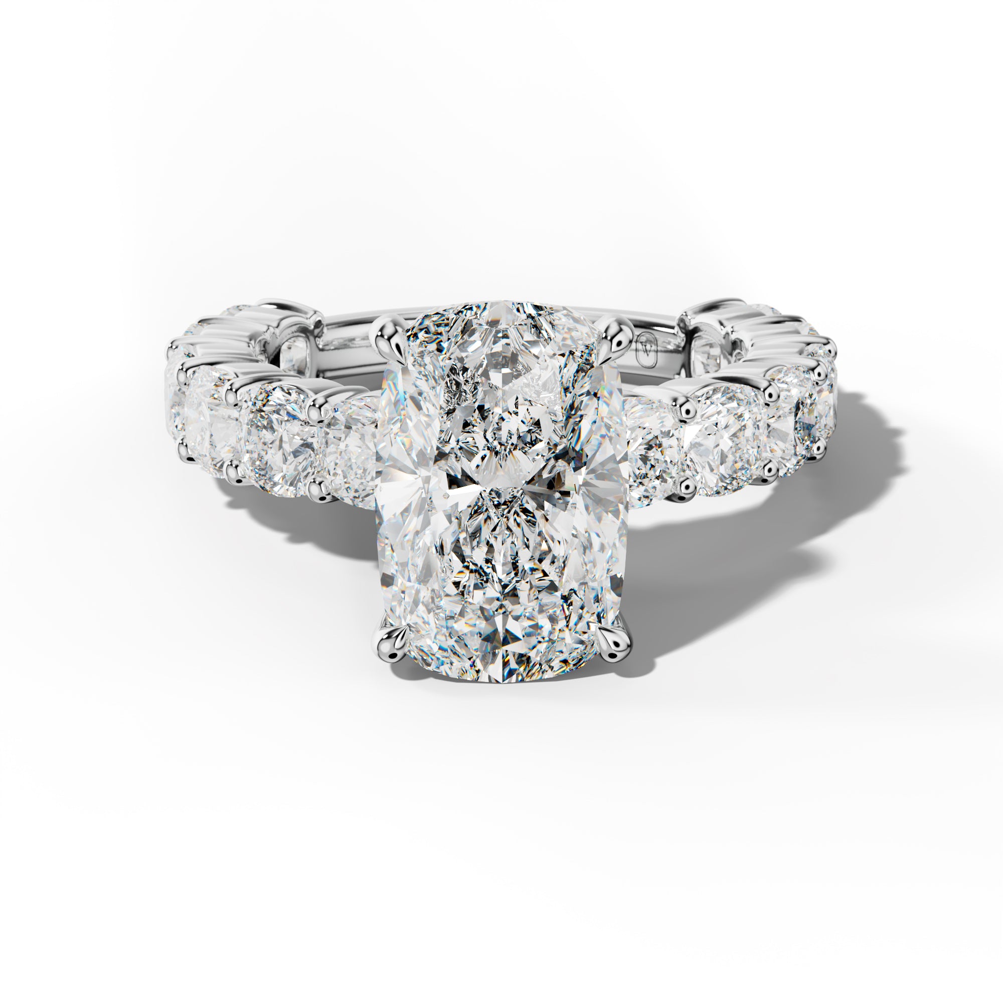 Scottie Elongated Cushion Diamond Engagement Ring With Cushion Side Stones