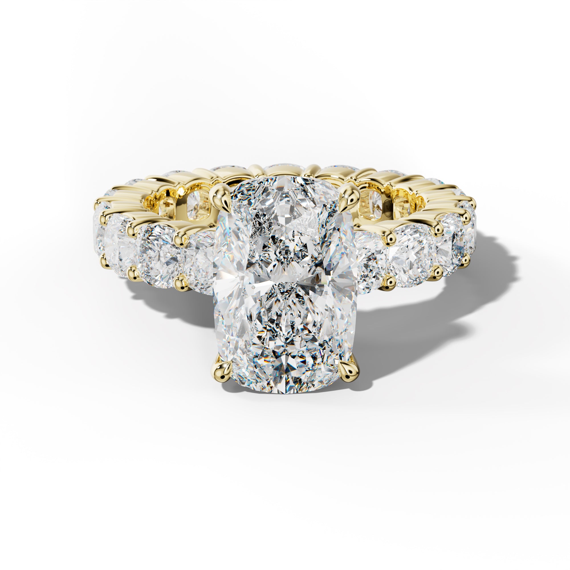 Teagan Elongated Cushion Diamond Engagement Ring With Cushion Side Stones