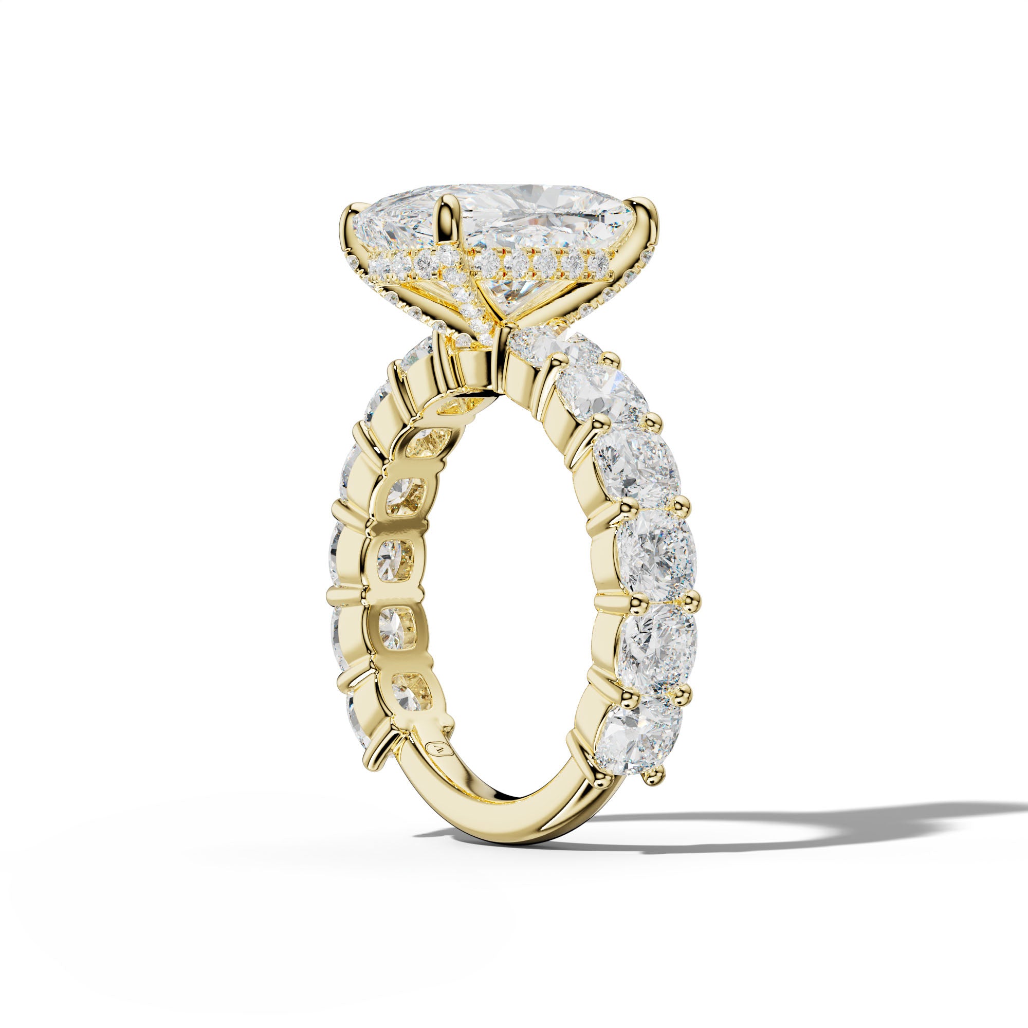 Scottie Elongated Cushion Diamond Engagement Ring With Cushion Side Stones