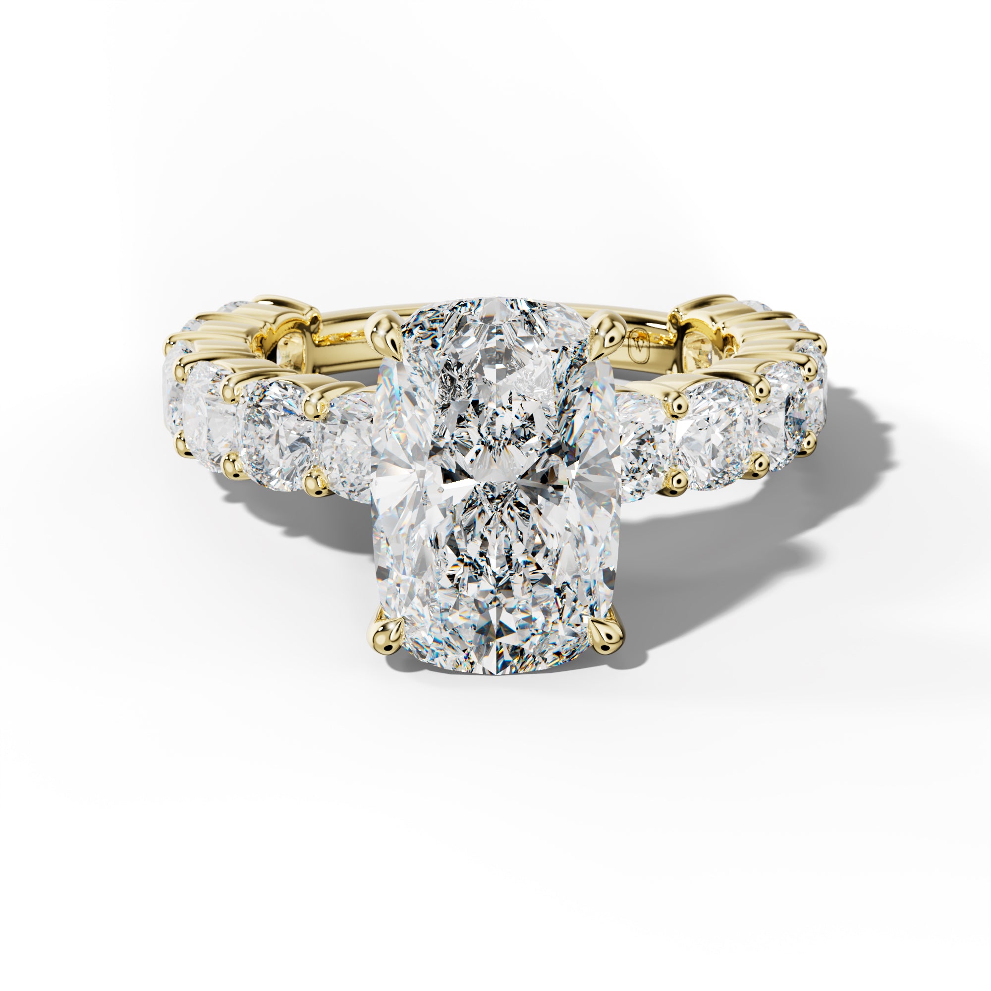 Scottie Elongated Cushion Diamond Engagement Ring With Cushion Side Stones