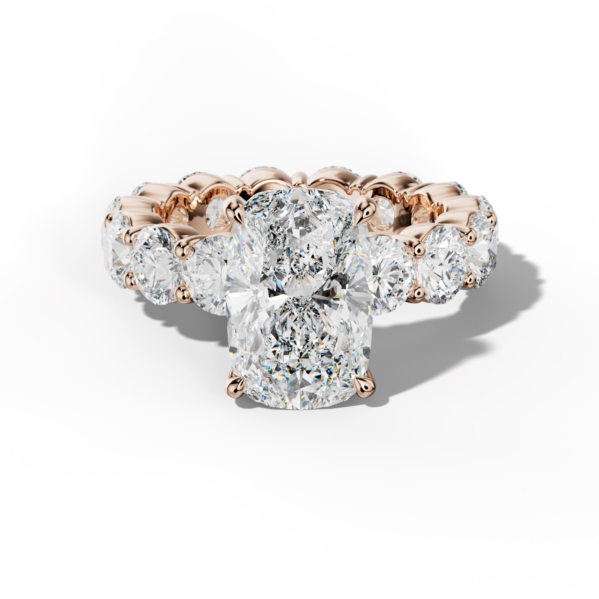Fernanda Elongated Cushion Diamond Engagement Ring With Round Side Stones