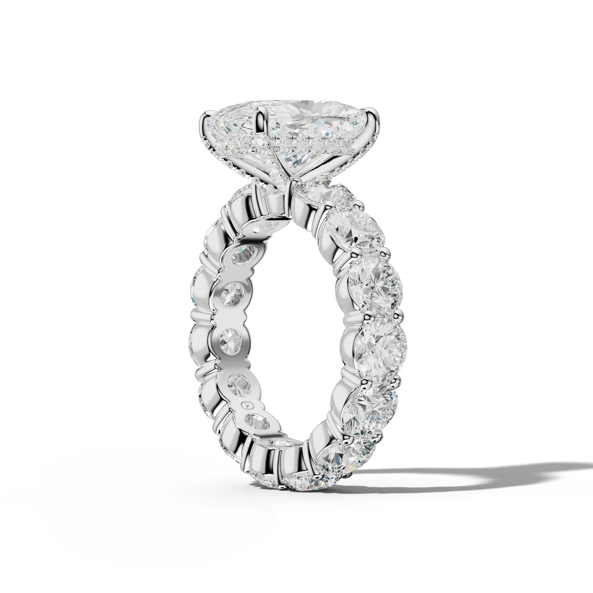 Fernanda Elongated Cushion Diamond Engagement Ring With Round Side Stones