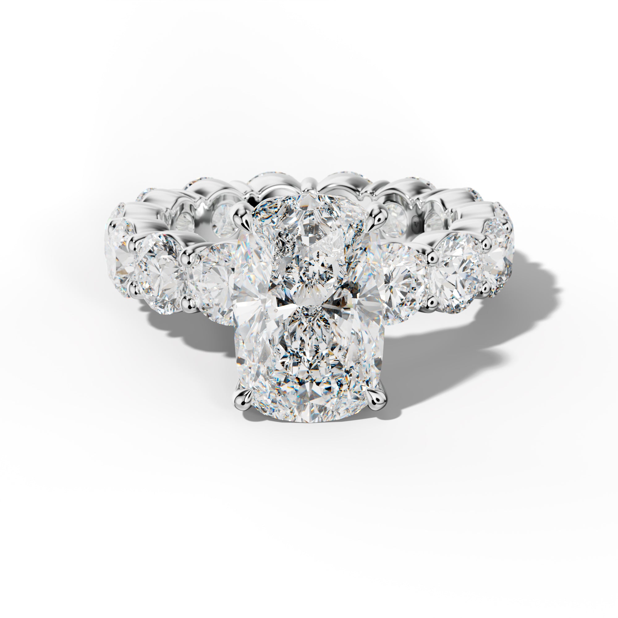 Fernanda Elongated Cushion Diamond Engagement Ring With Round Side Stones