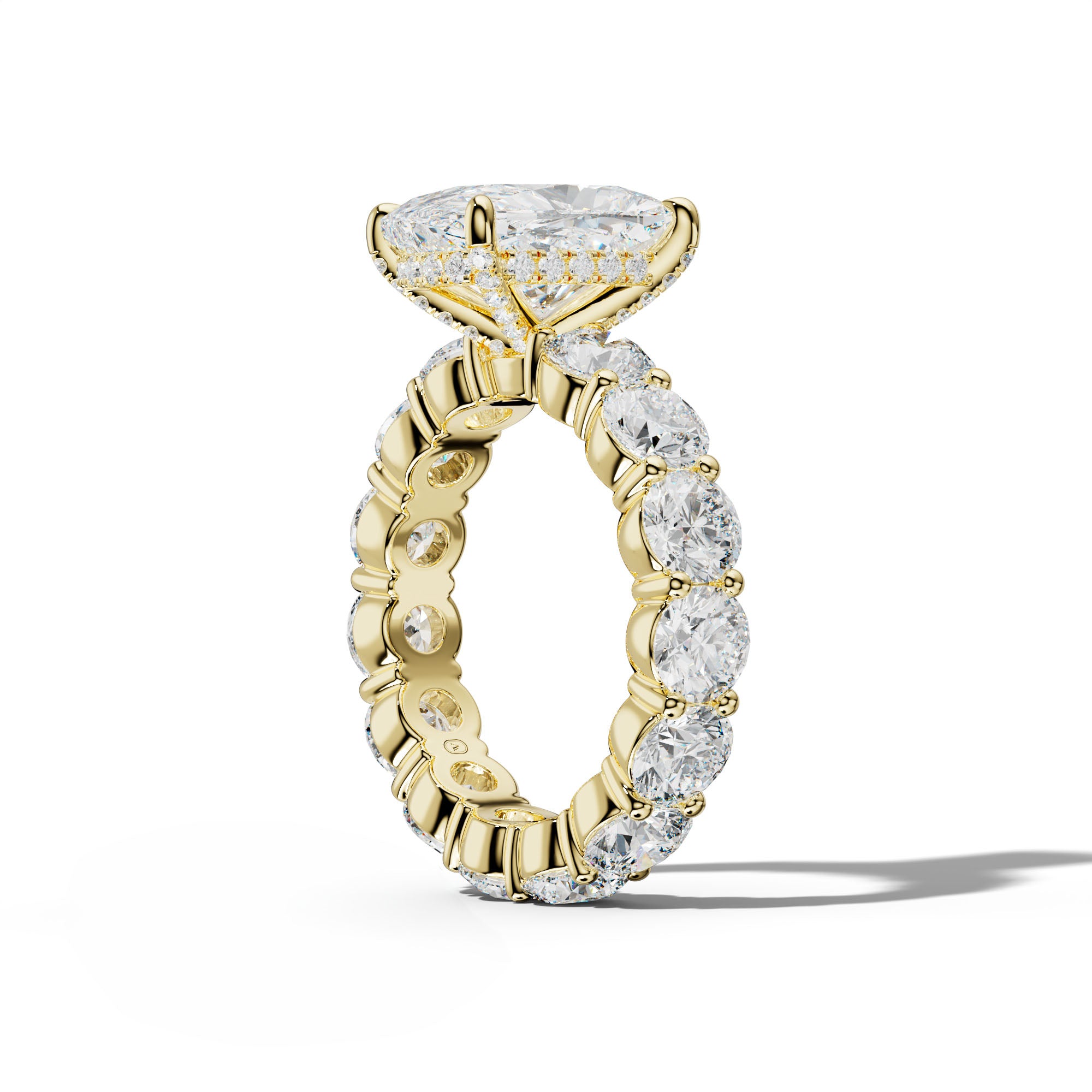 Fernanda Elongated Cushion Diamond Engagement Ring With Round Side Stones