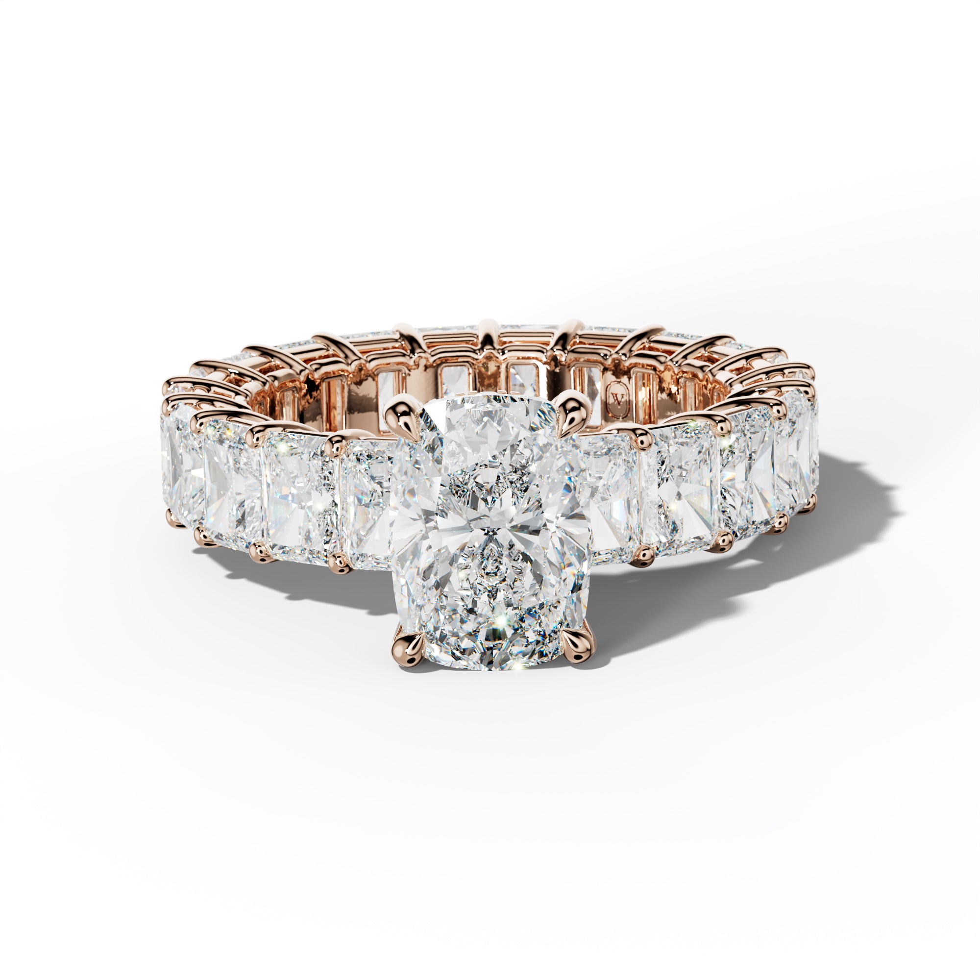 Soraya Elongated Cushion Diamond Engagement Ring With Radiant Side Stones