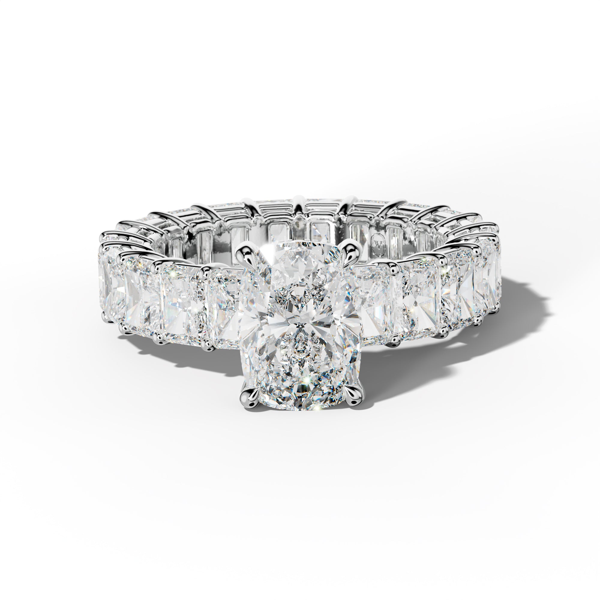 Soraya Elongated Cushion Diamond Engagement Ring With Radiant Side Stones