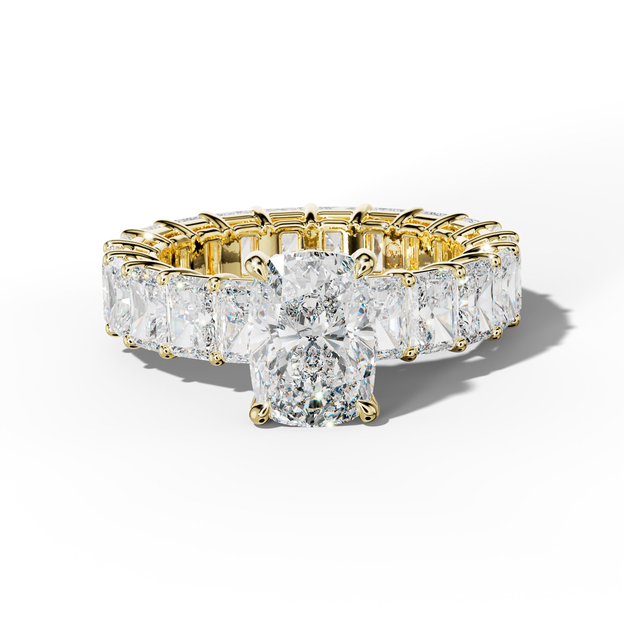 Soraya Elongated Cushion Diamond Engagement Ring With Radiant Side Stones