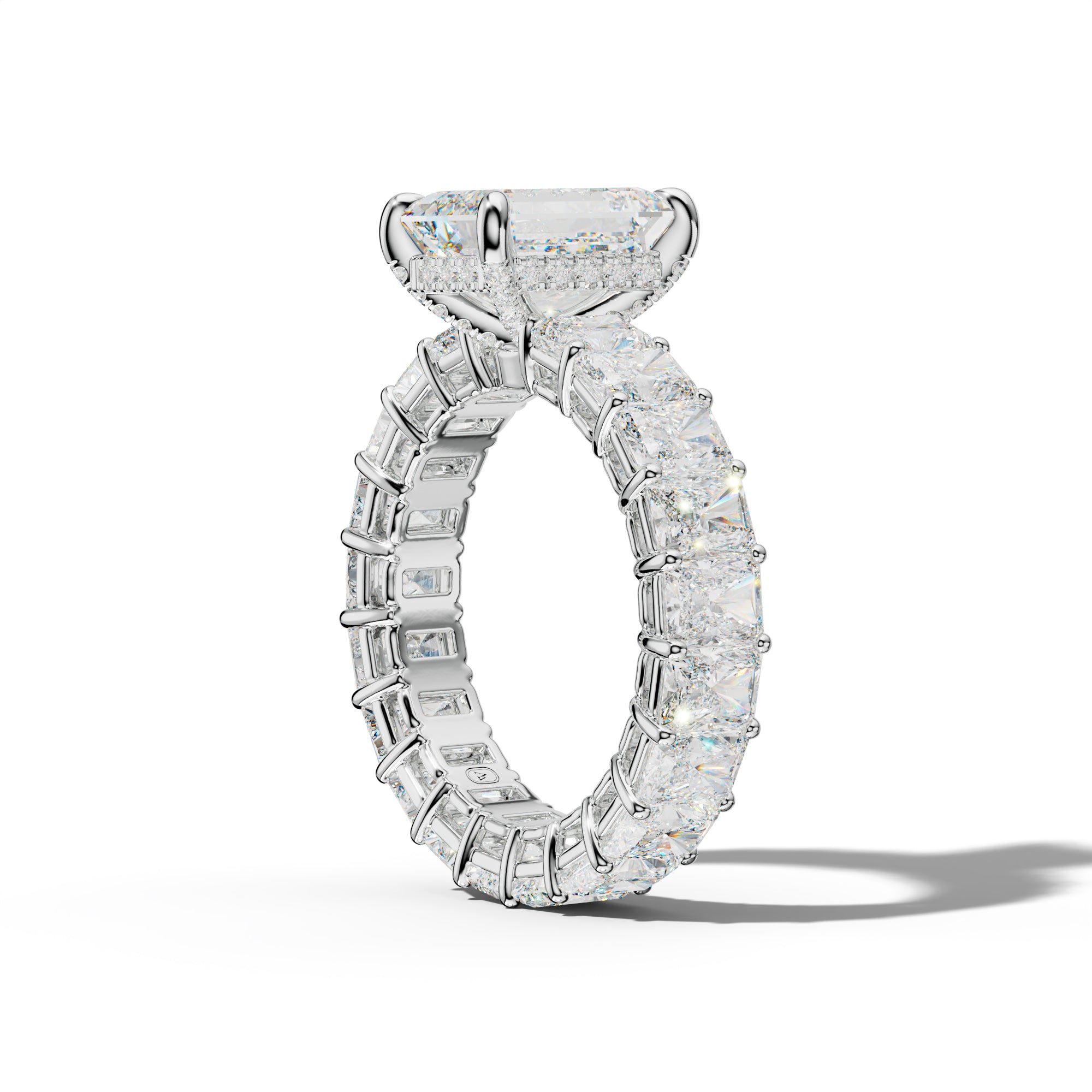 Soraya Emerald Cut Engagement Ring With Radiant Side Stones