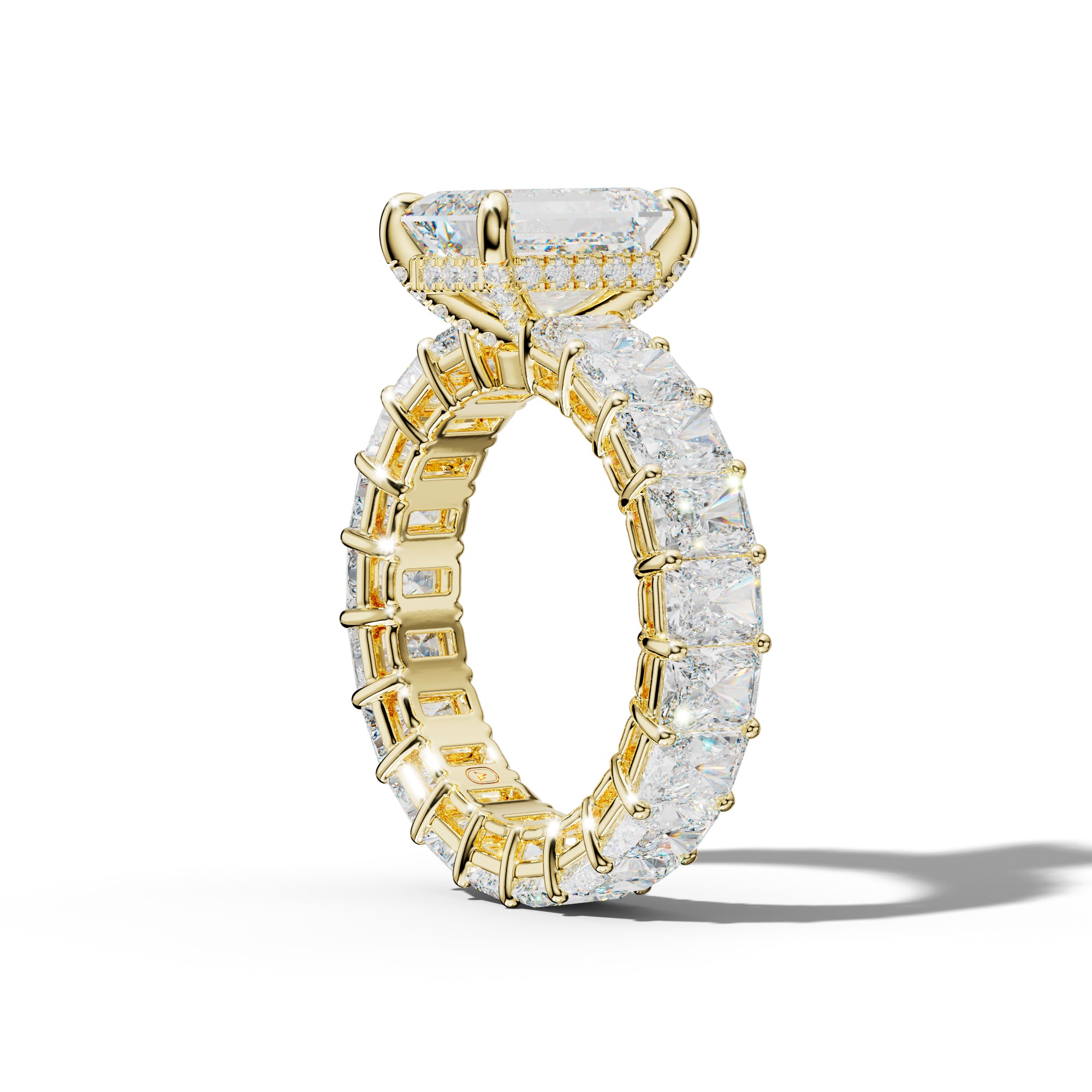 Soraya Emerald Cut Engagement Ring With Radiant Side Stones