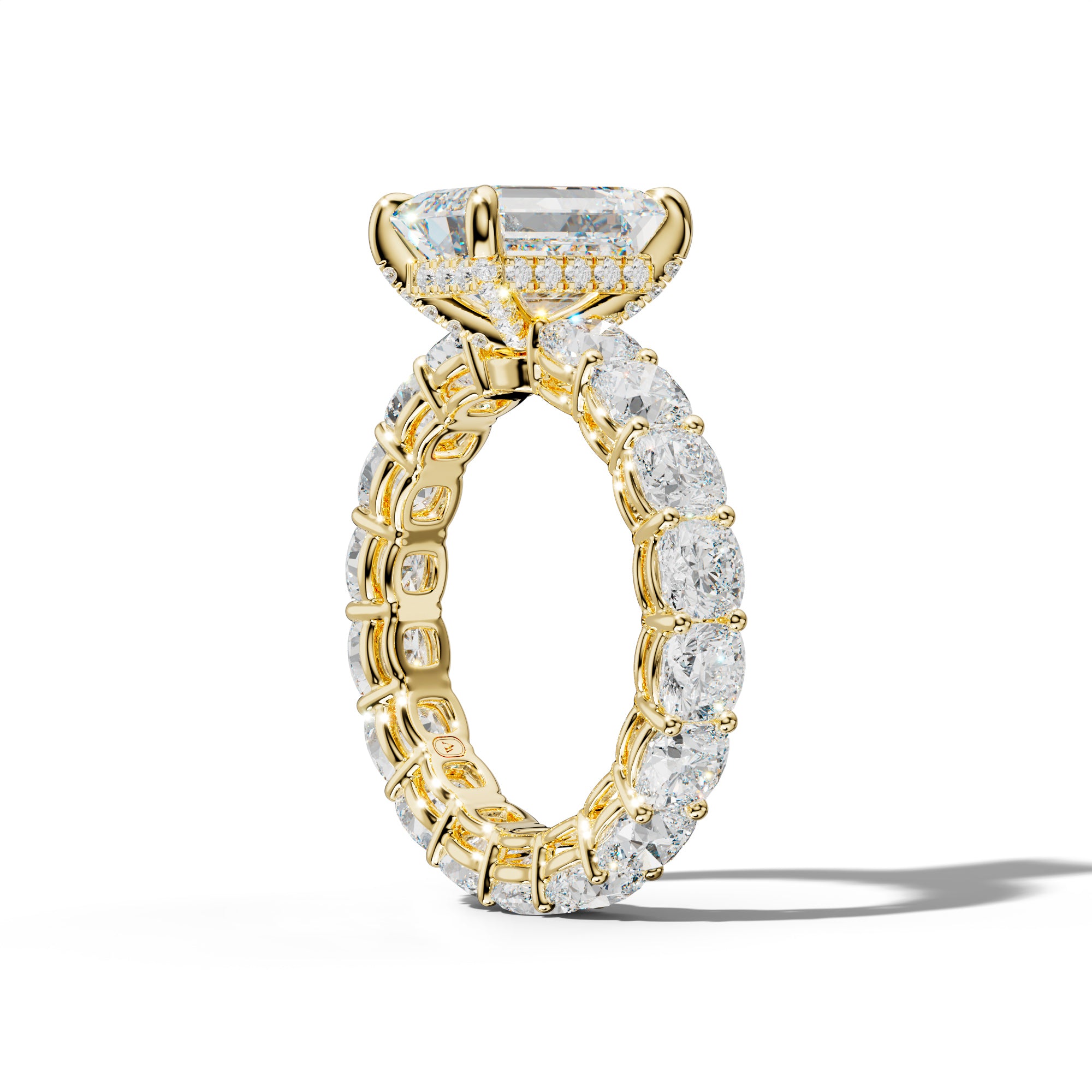 Celine Emerald Cut Engagement Ring With Cushion Side Stones