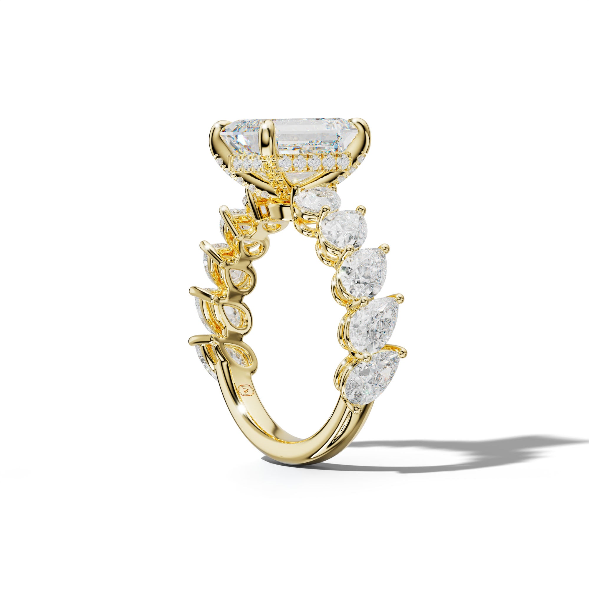 Elisabeth Emerald Cut Engagement Ring With Slanted Pear Side Stones