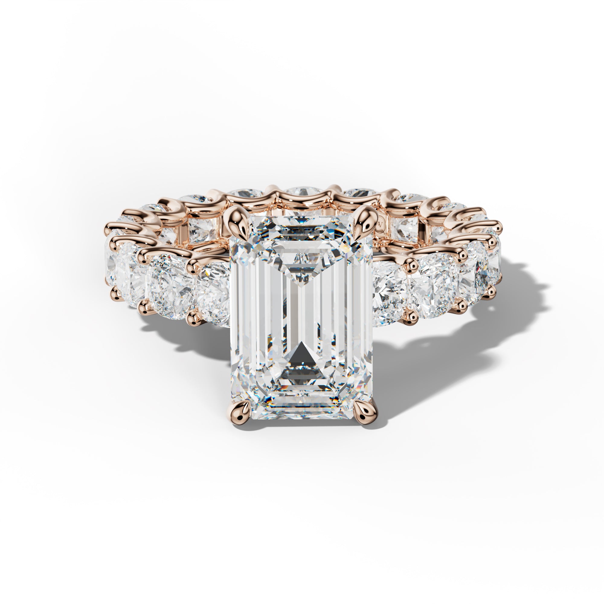 Karla Emerald Cut Engagement Ring With Cushion Side Stones