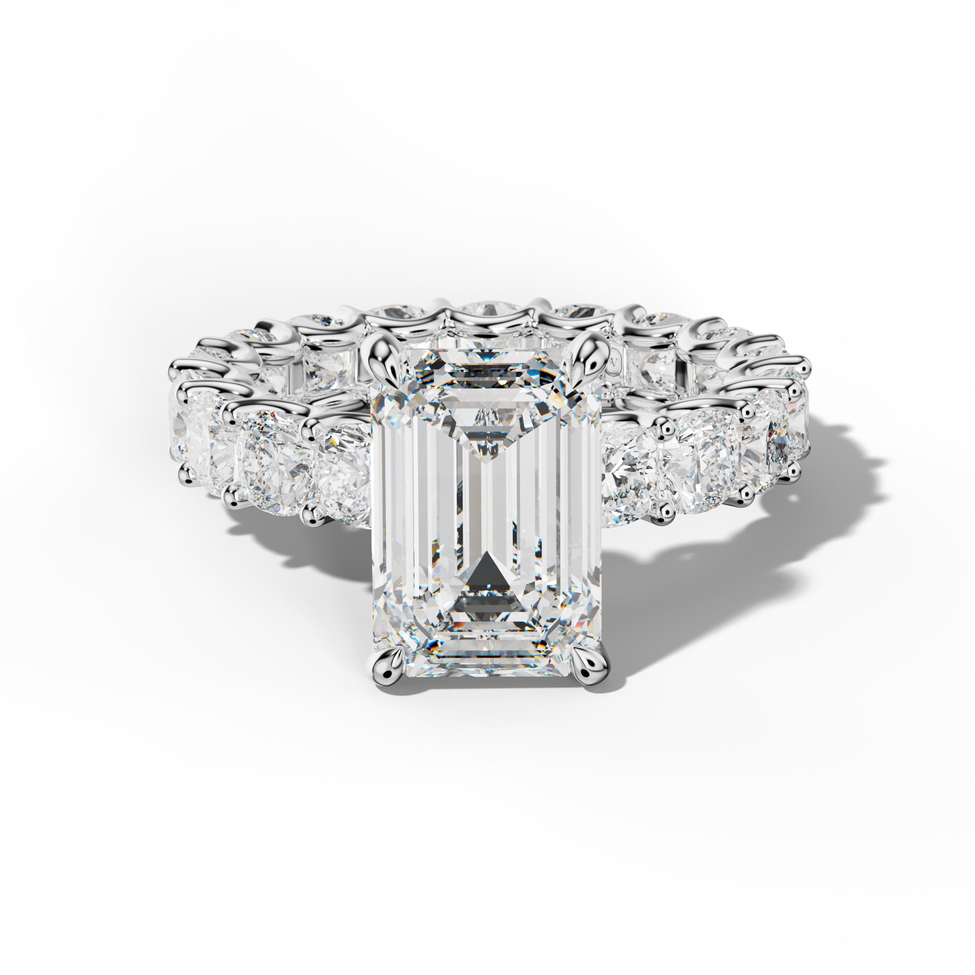 Karla Emerald Cut Engagement Ring With Cushion Side Stones