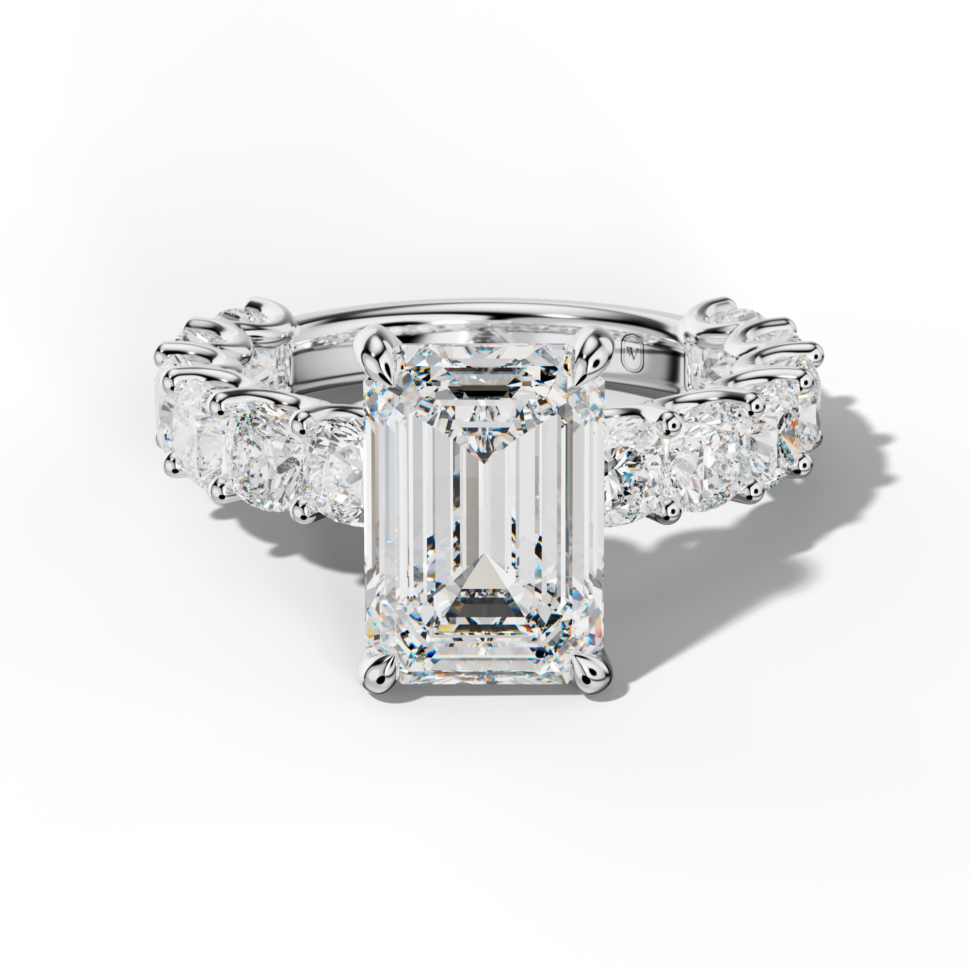 Daniela Emerald Cut Engagement Ring With Cushion Side Stones