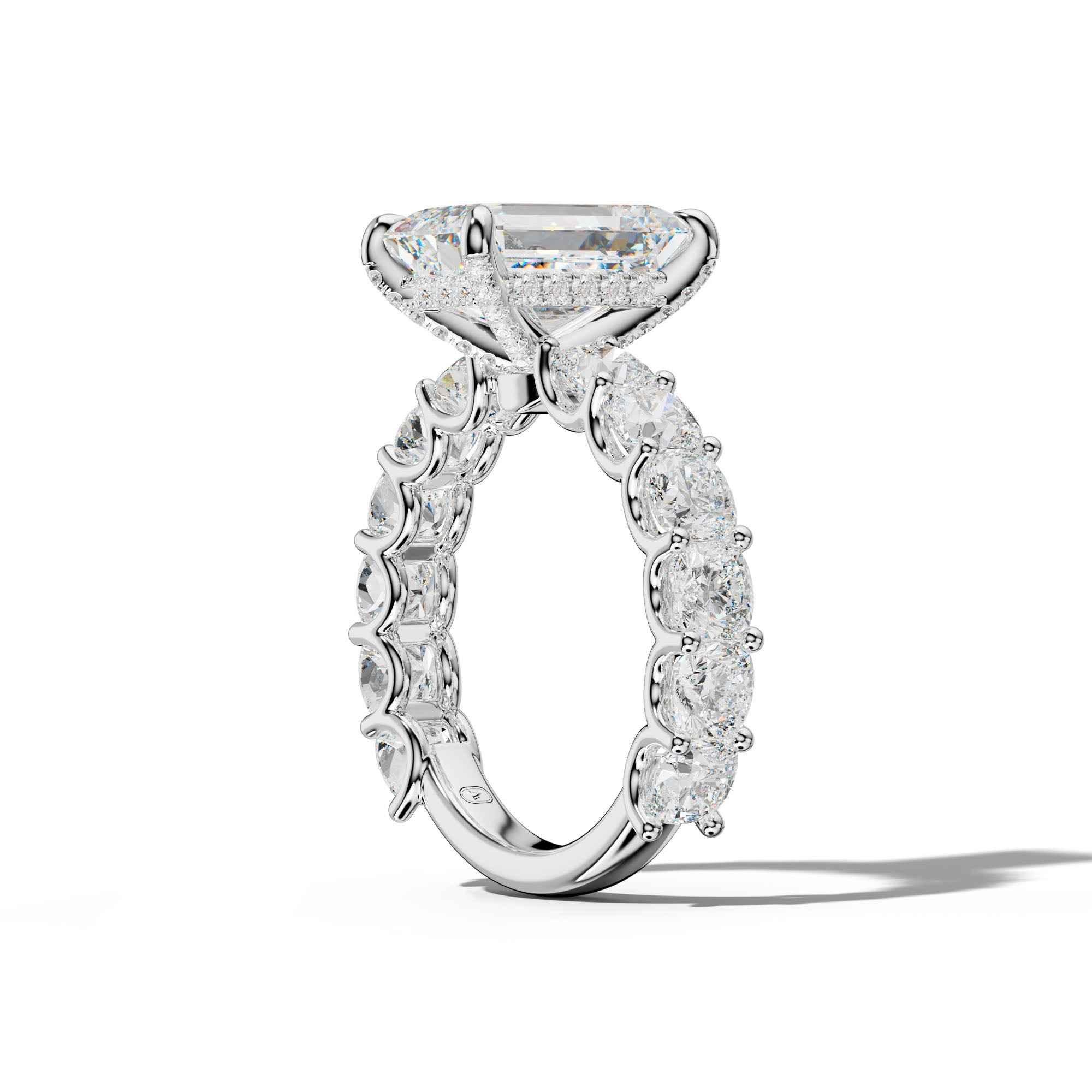 Daniela Emerald Cut Engagement Ring With Cushion Side Stones