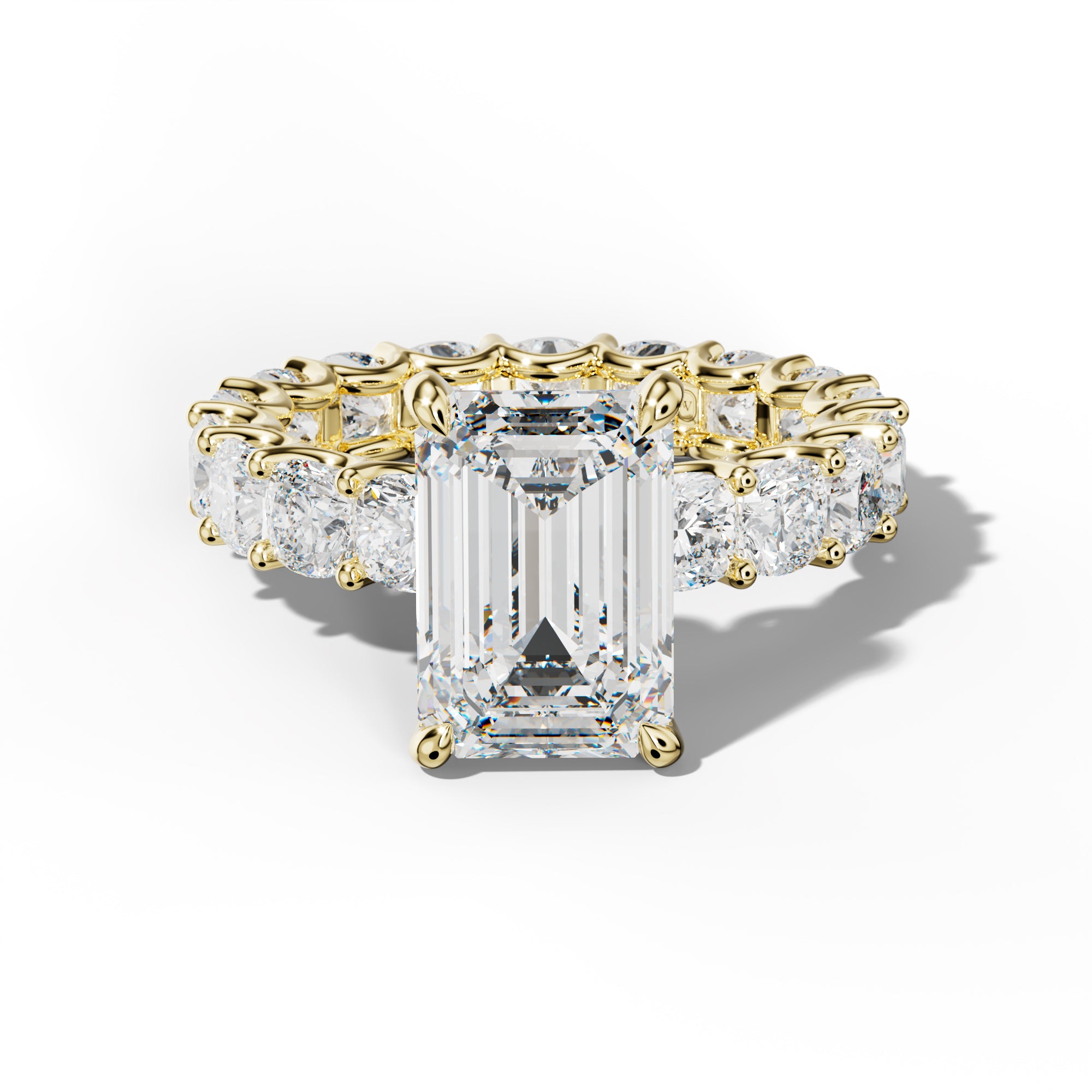 Karla Emerald Cut Engagement Ring With Cushion Side Stones
