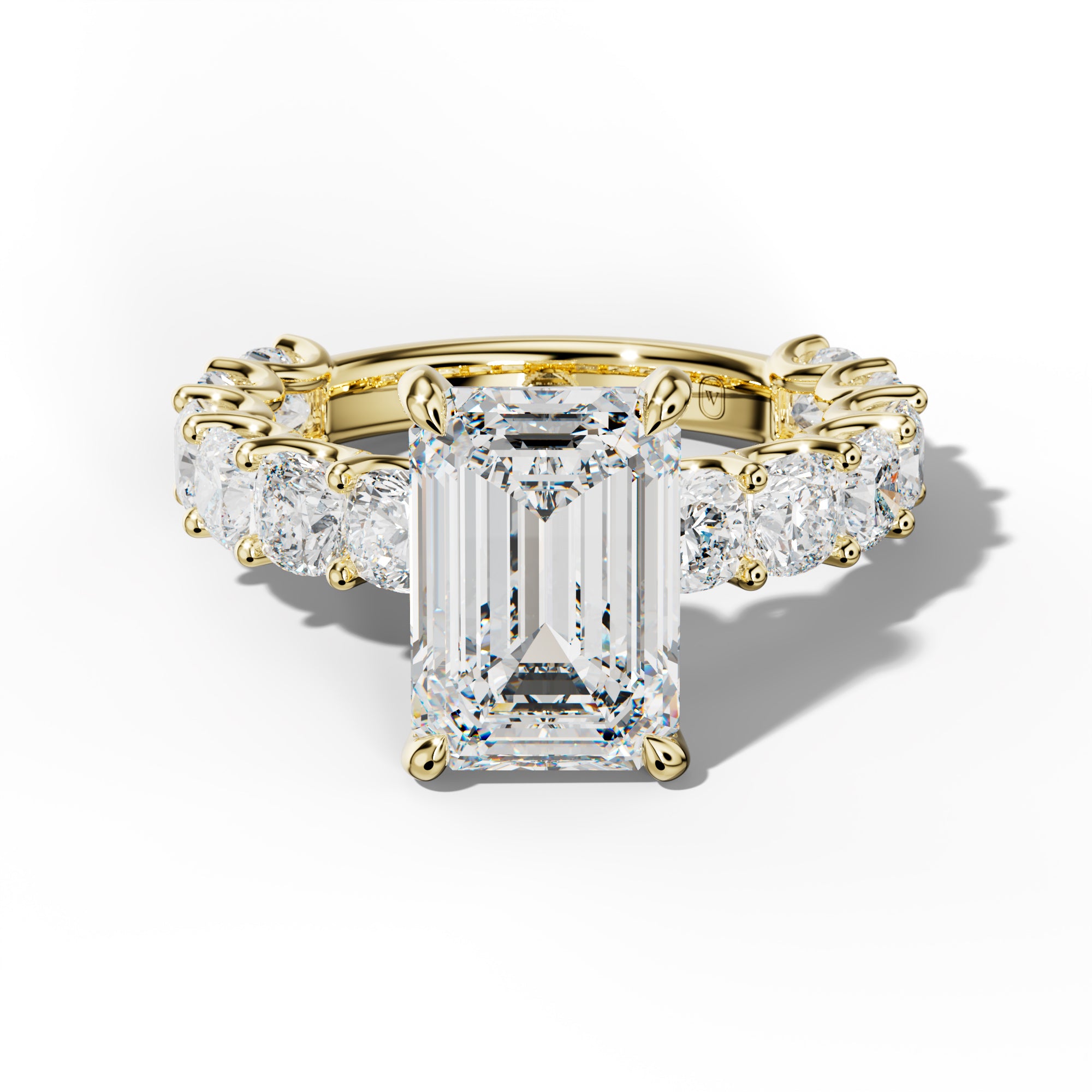 Daniela Emerald Cut Engagement Ring With Cushion Side Stones