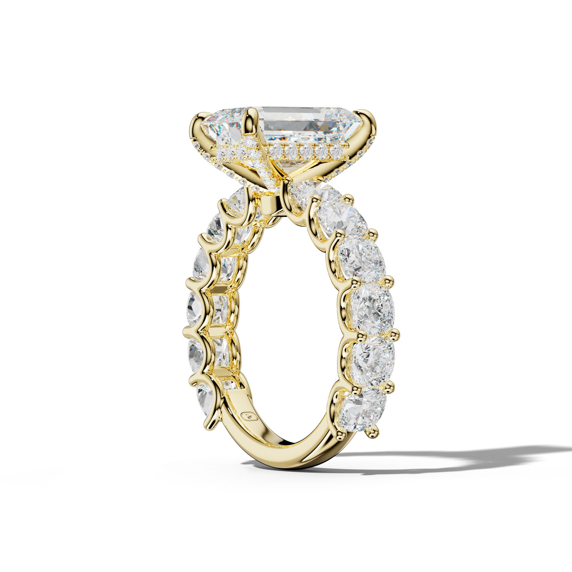Daniela Emerald Cut Engagement Ring With Cushion Side Stones