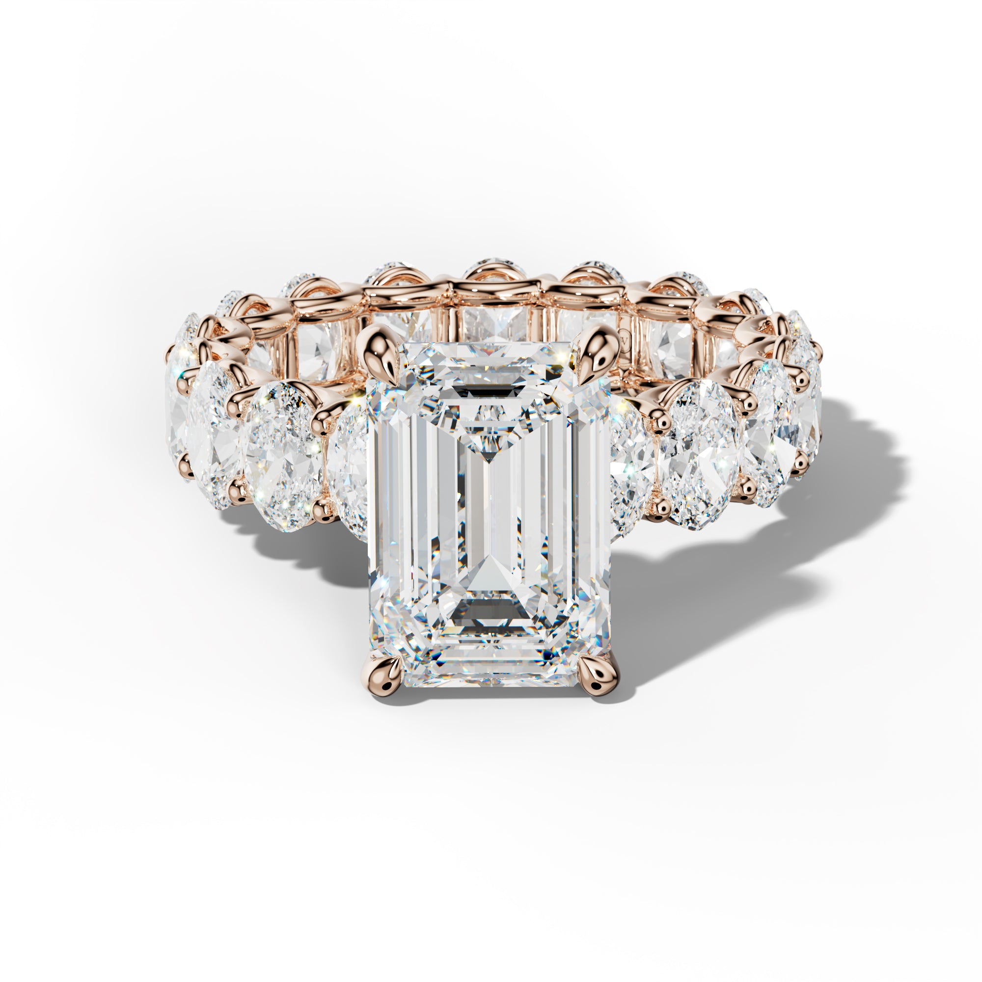 Helena Emerald Cut Engagement Ring With Oval Side Stones