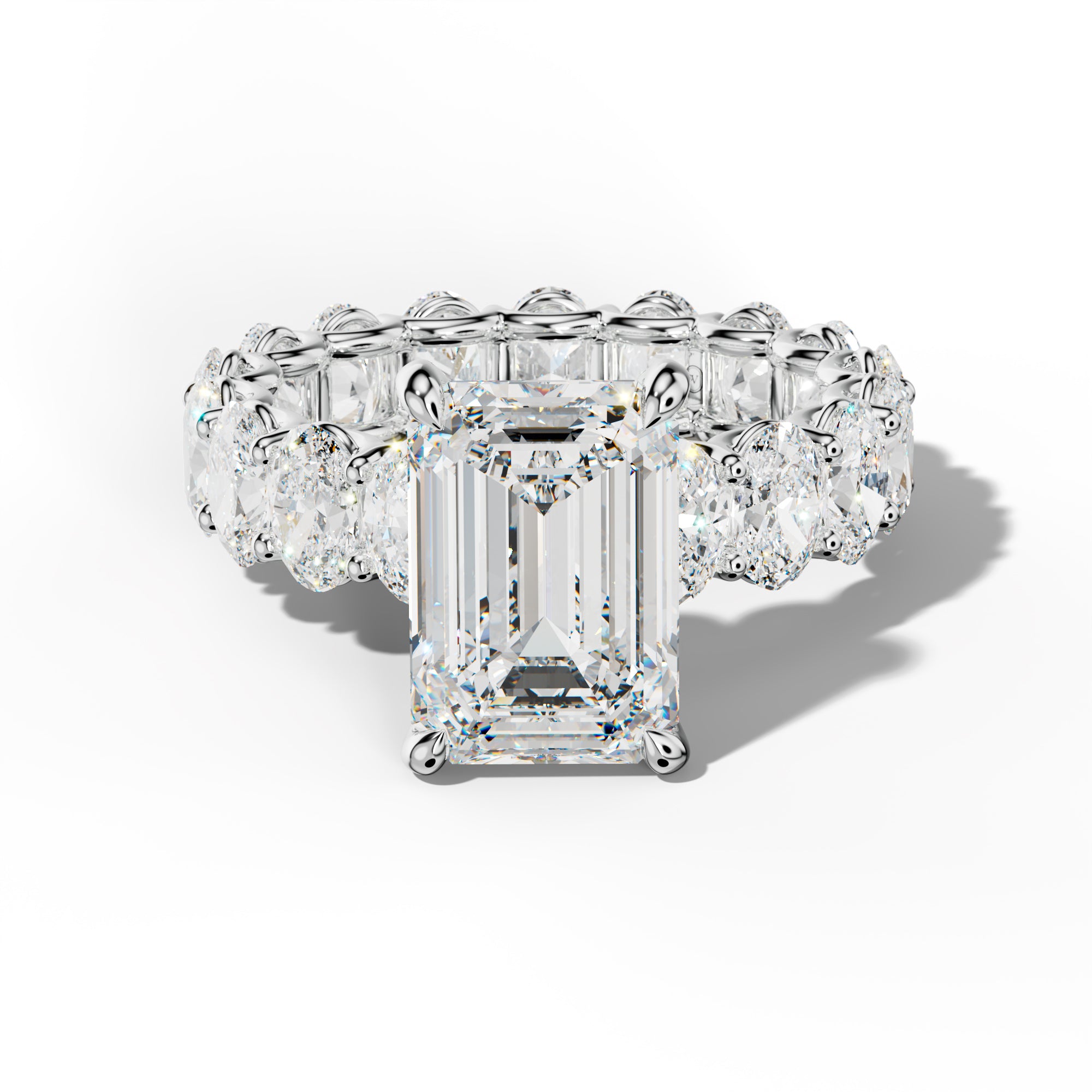 Helena Emerald Cut Engagement Ring With Oval Side Stones