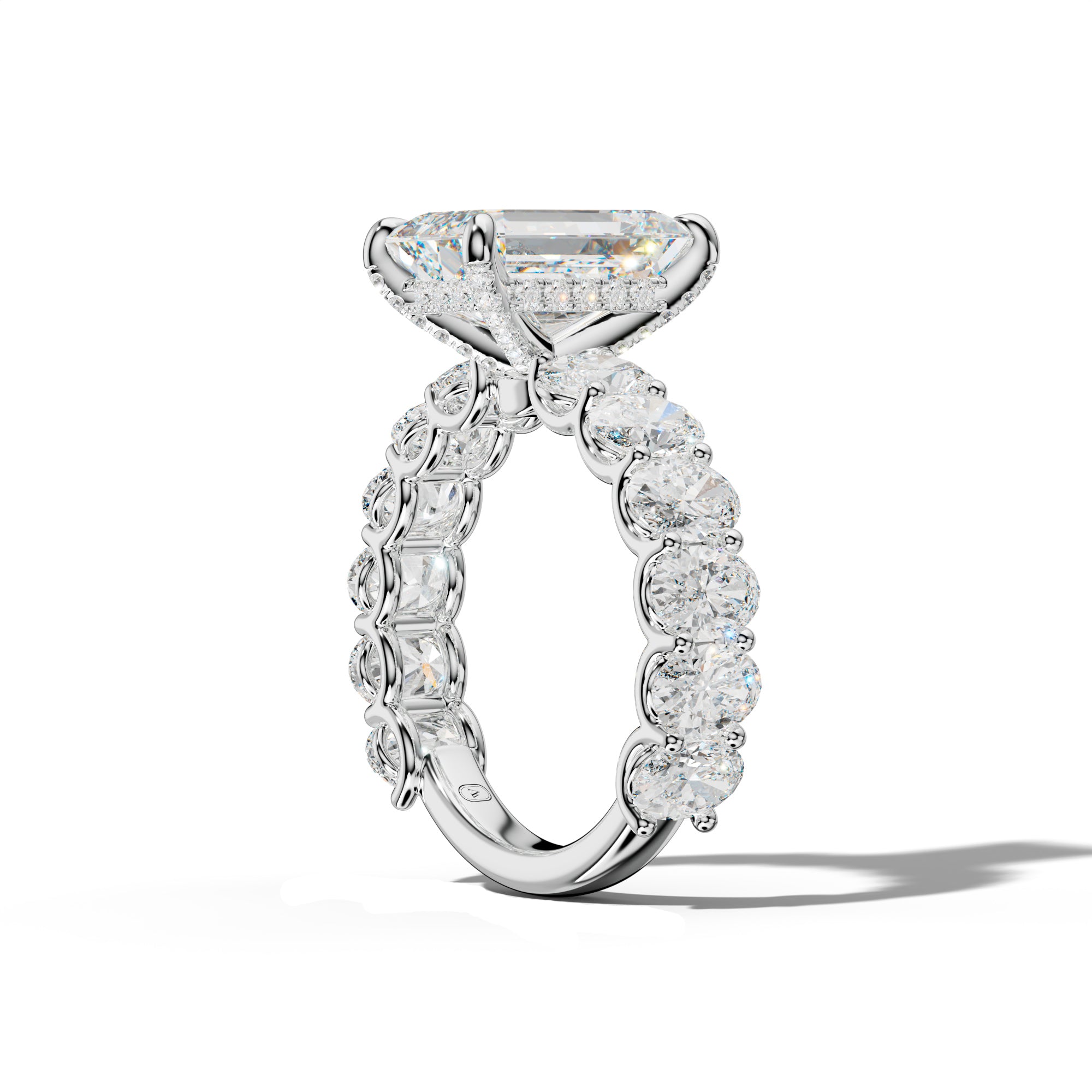 Ada Emerald Cut Engagement Ring With Oval Side Stones