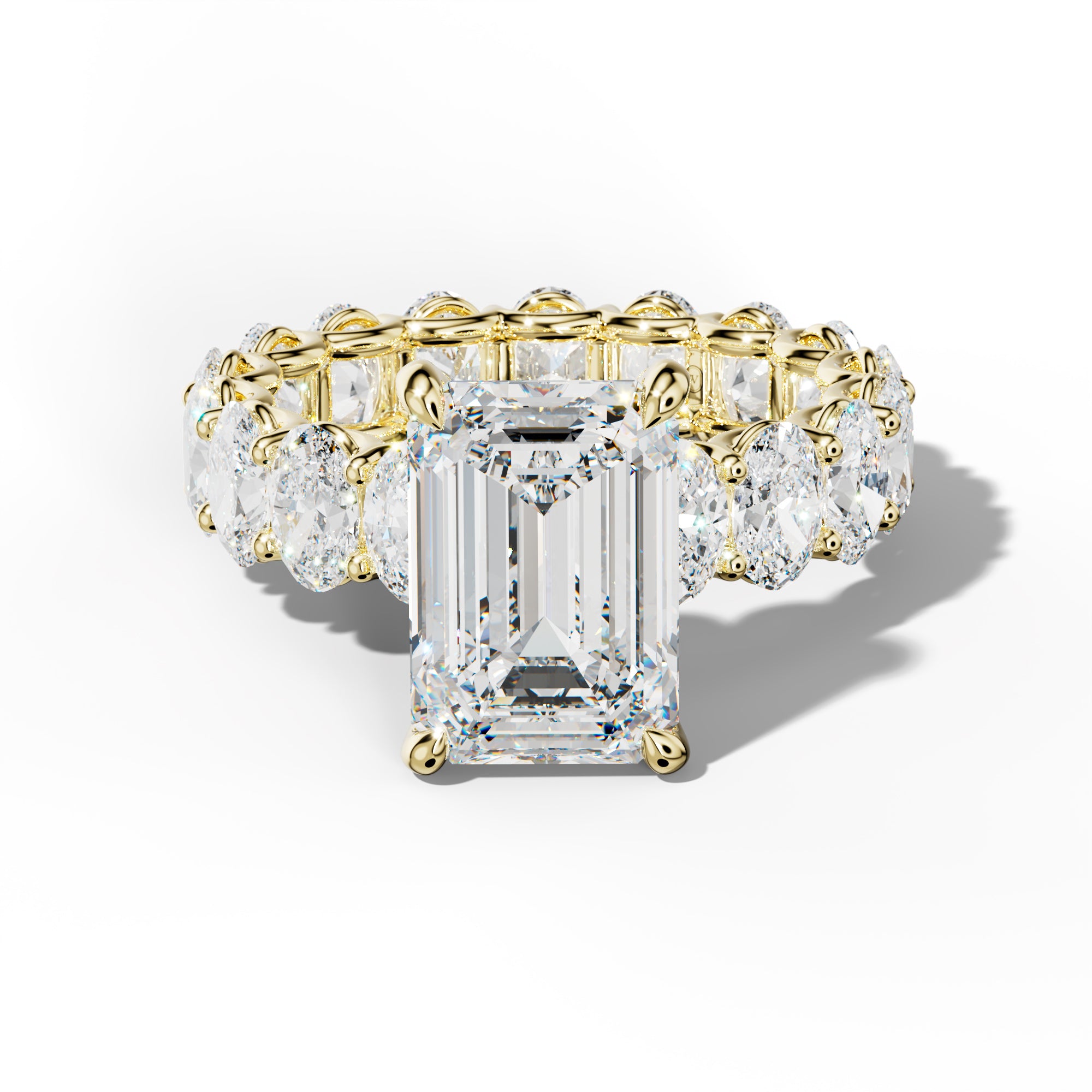 Helena Emerald Cut Engagement Ring With Oval Side Stones