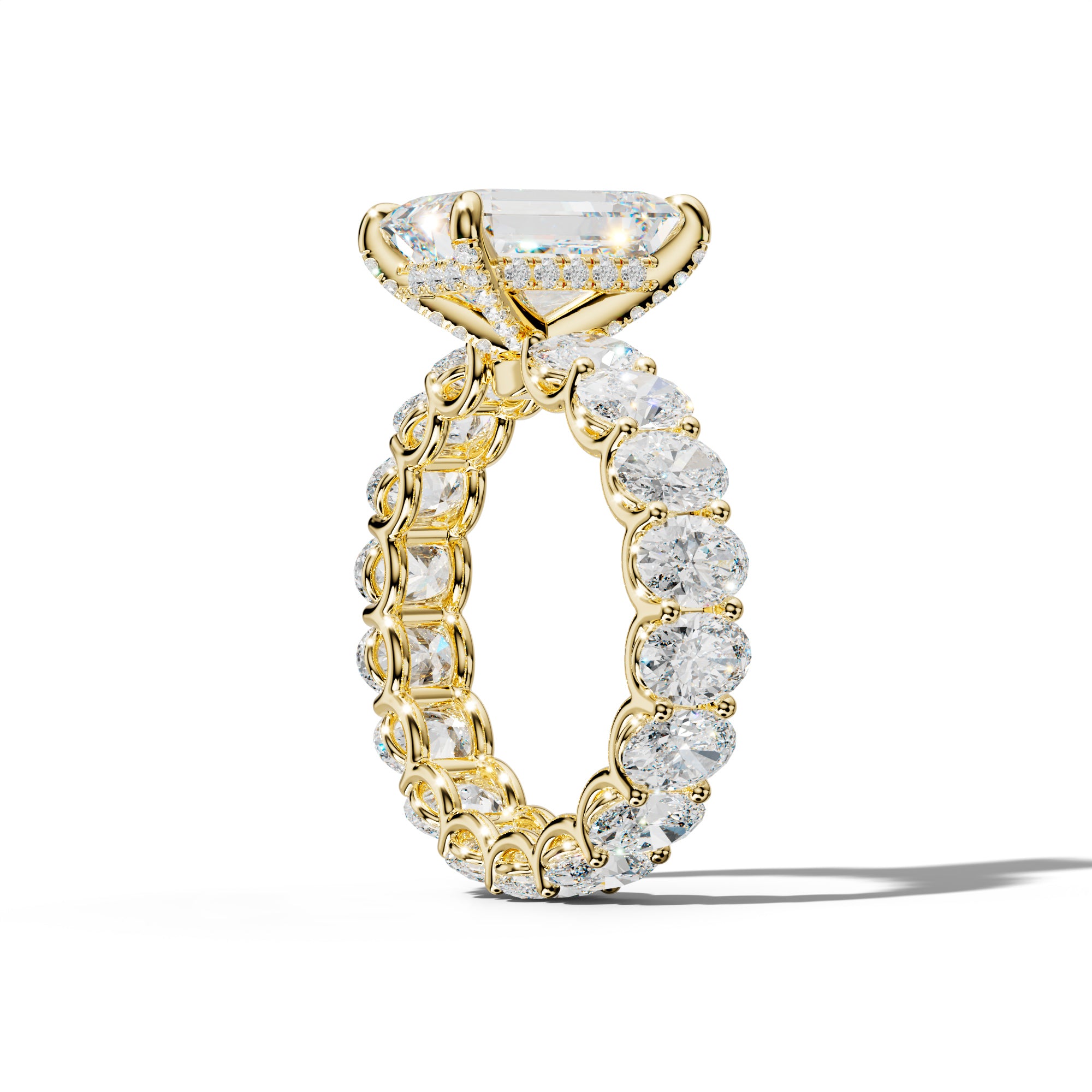 Helena Emerald Cut Engagement Ring With Oval Side Stones