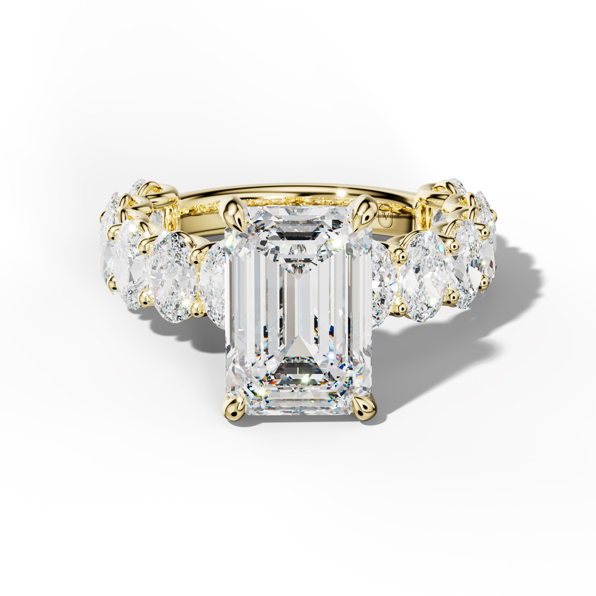 Ada Emerald Cut Engagement Ring With Oval Side Stones
