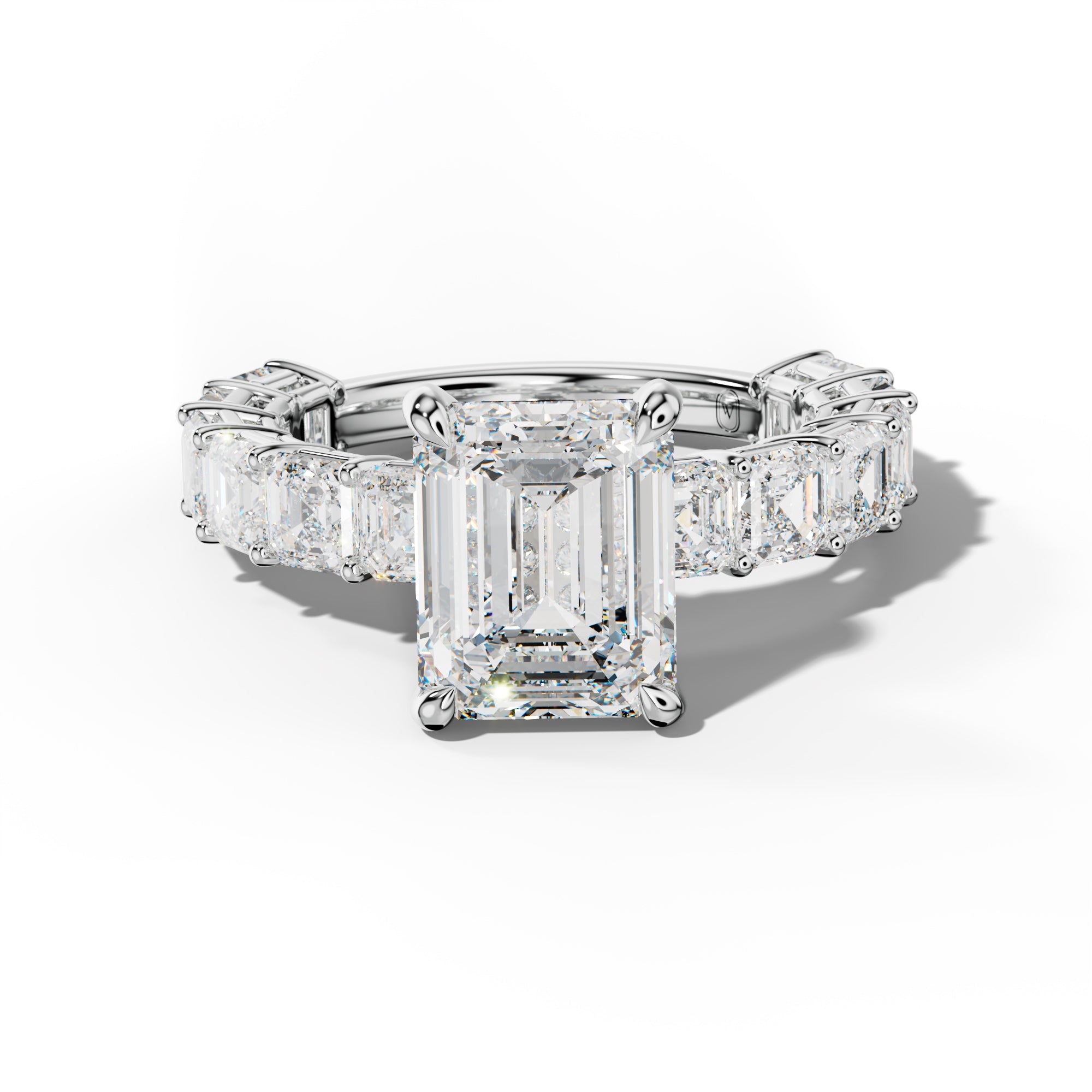 Demi Emerald Cut Engagement Ring With Asscher Side Stones