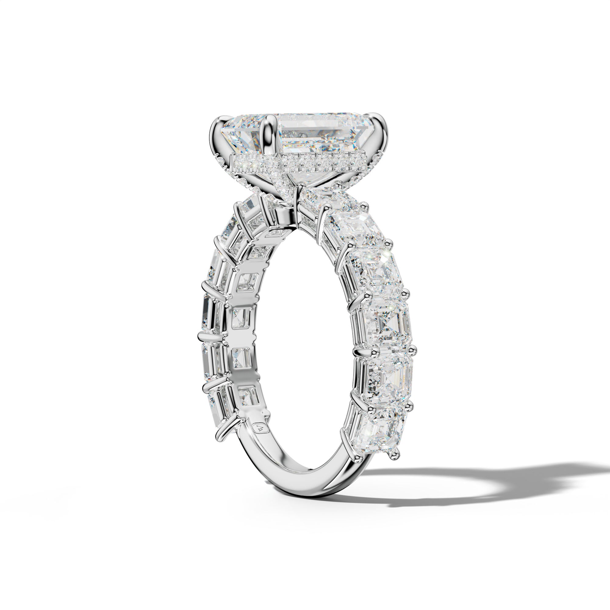 Demi Emerald Cut Engagement Ring With Asscher Side Stones