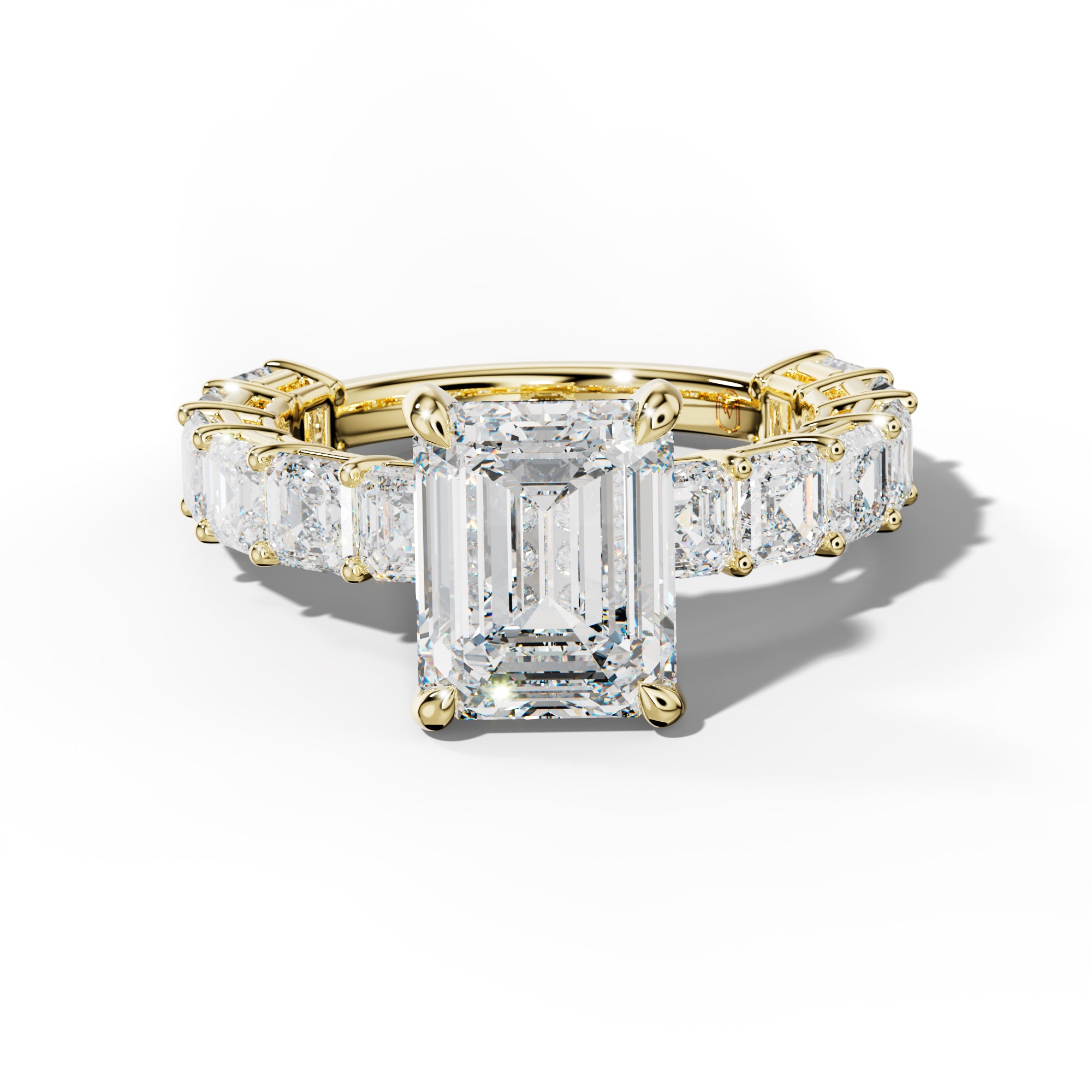 Demi Emerald Cut Engagement Ring With Asscher Side Stones