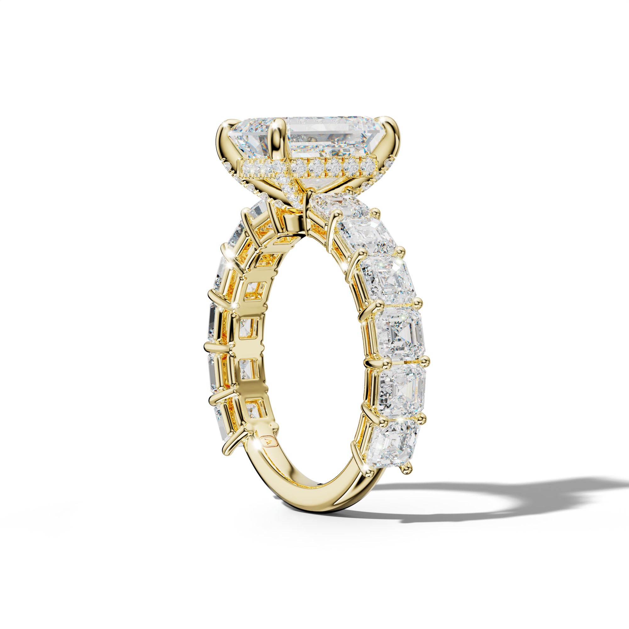 Demi Emerald Cut Engagement Ring With Asscher Side Stones