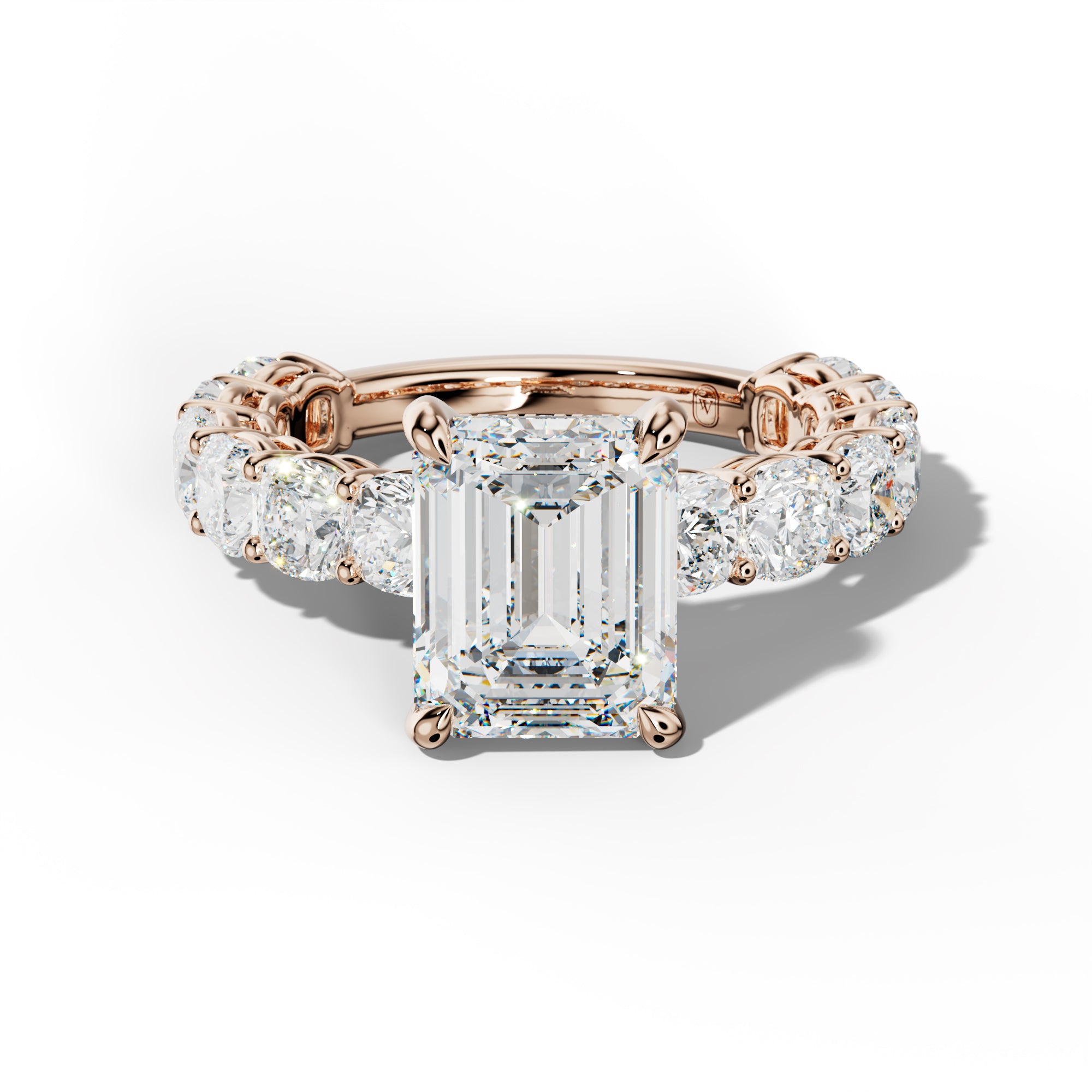 Bailey Emerald Cut Engagement Ring With Cushion Side Stones