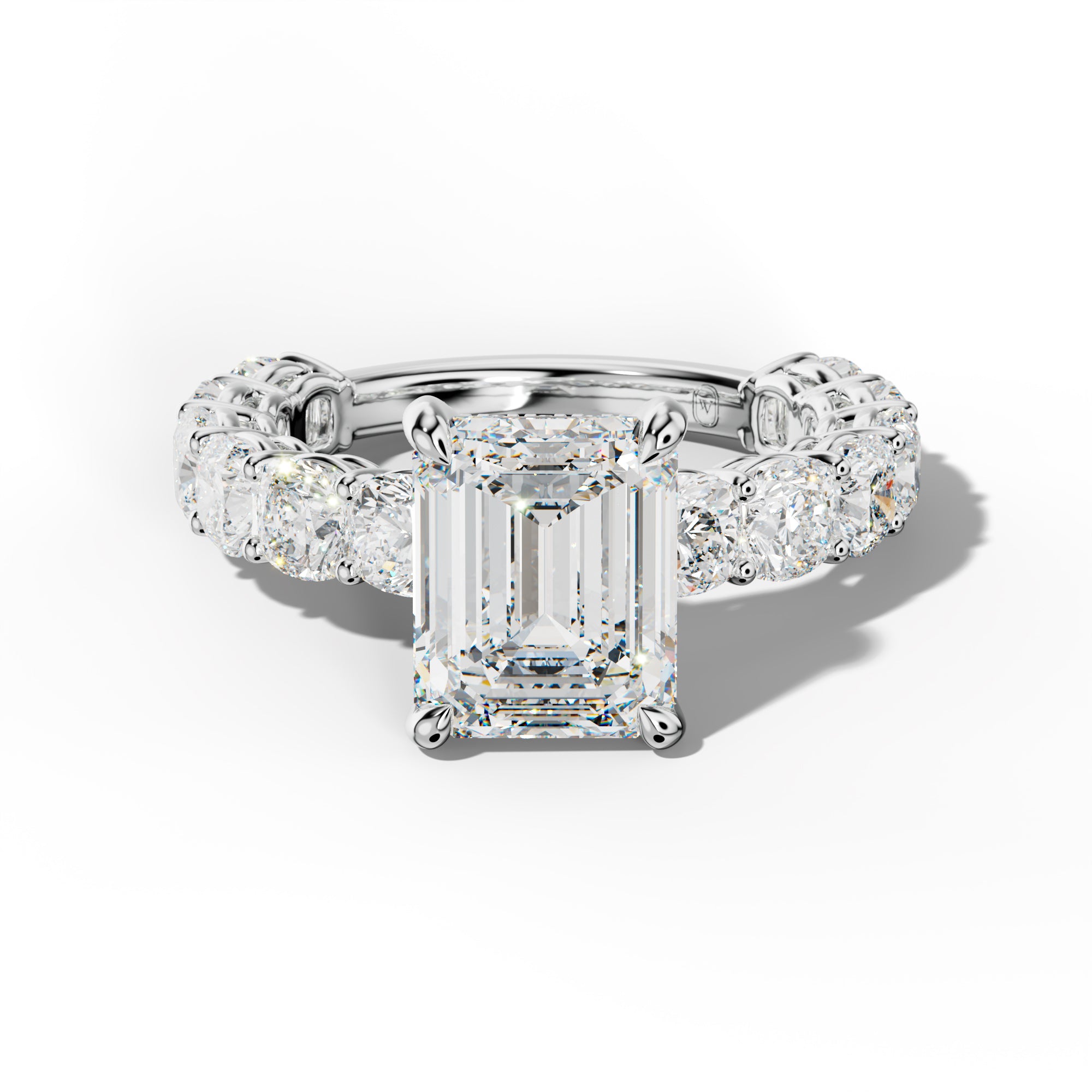 Bailey Emerald Cut Engagement Ring With Cushion Side Stones