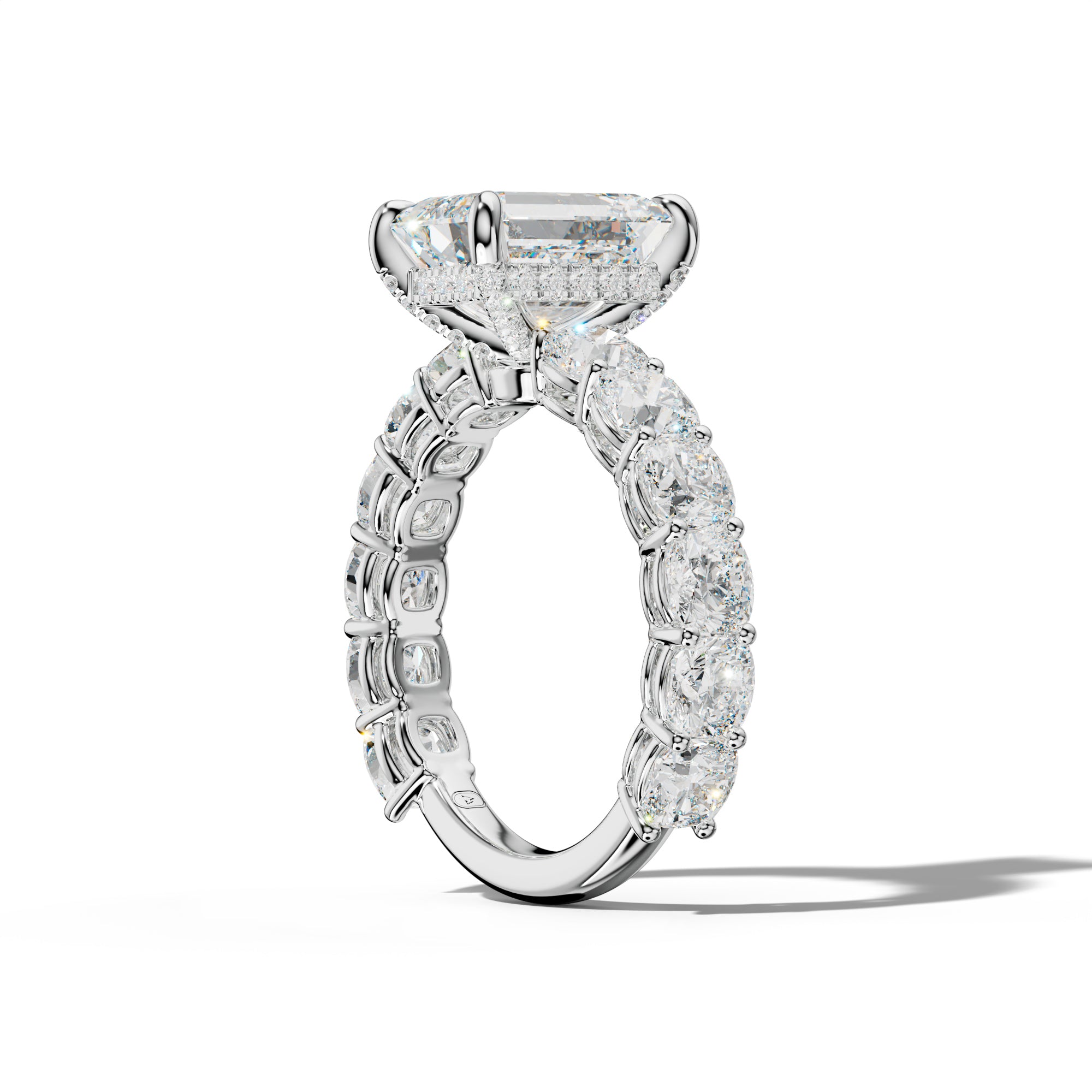 Bailey Emerald Cut Engagement Ring With Cushion Side Stones